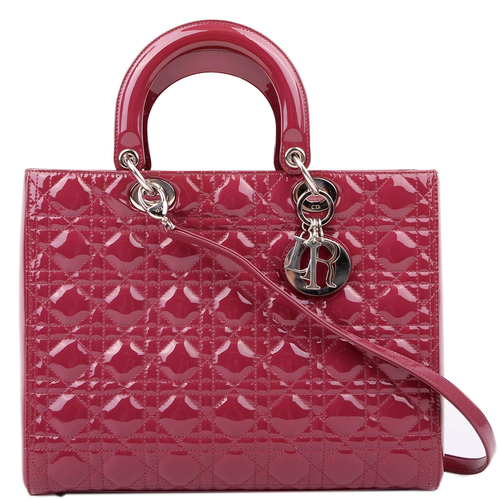 Christian Dior Lady Dior Large Patent Berry