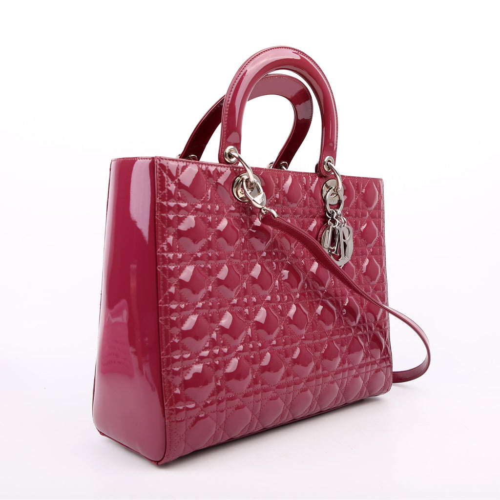 Christian Dior Lady Dior Large Patent Berry