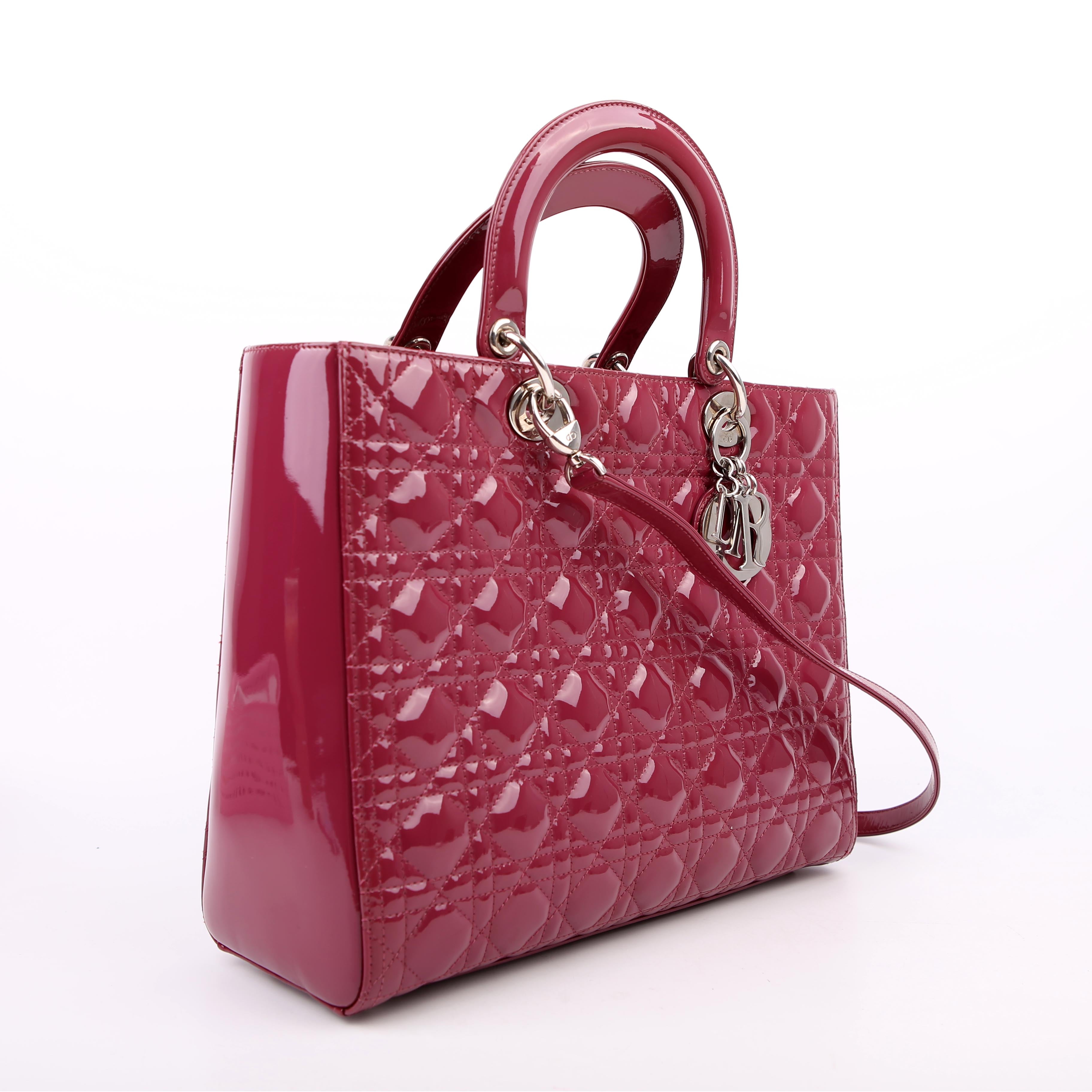Christian Dior Lady Dior Large Patent Berry