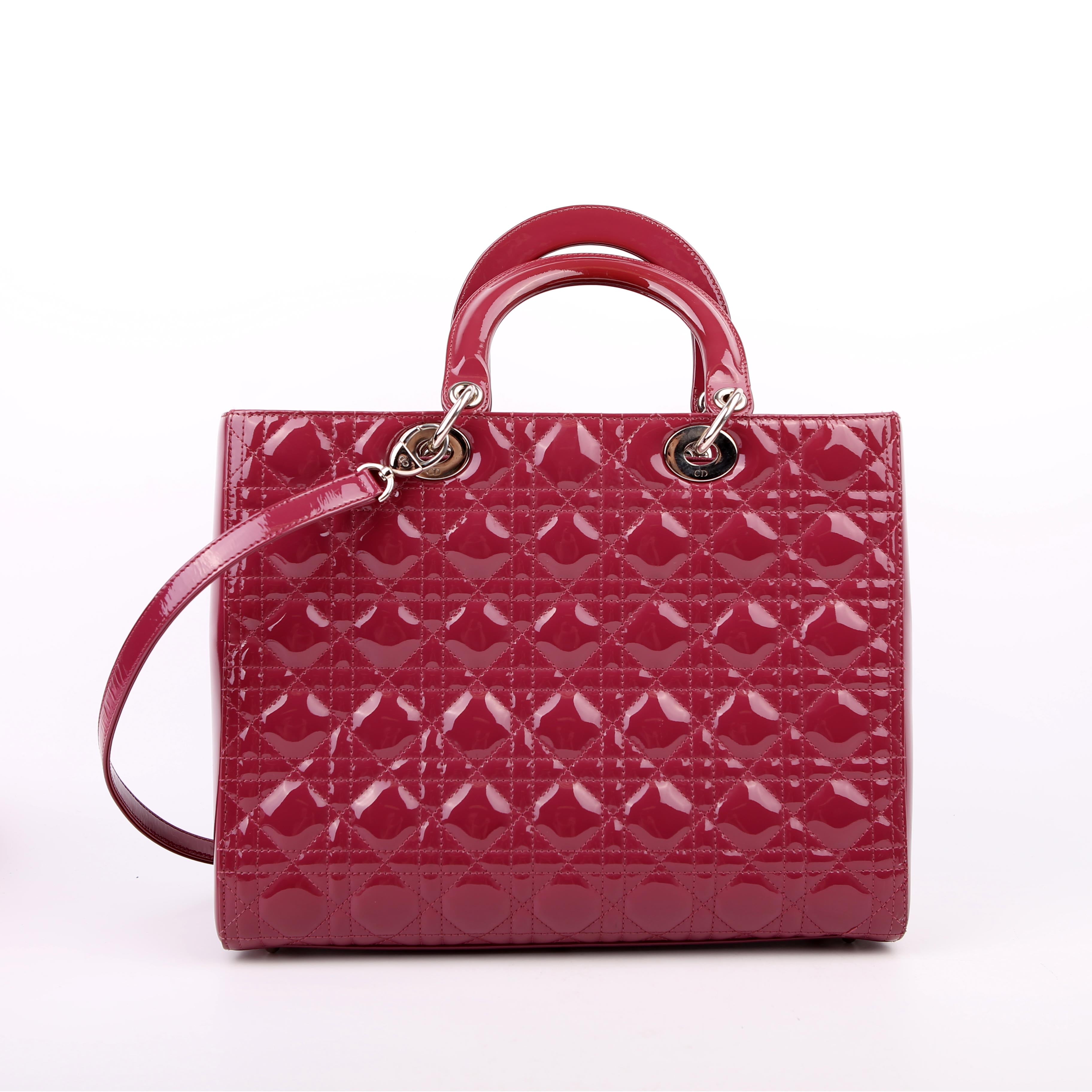 Christian Dior Lady Dior Large Patent Berry