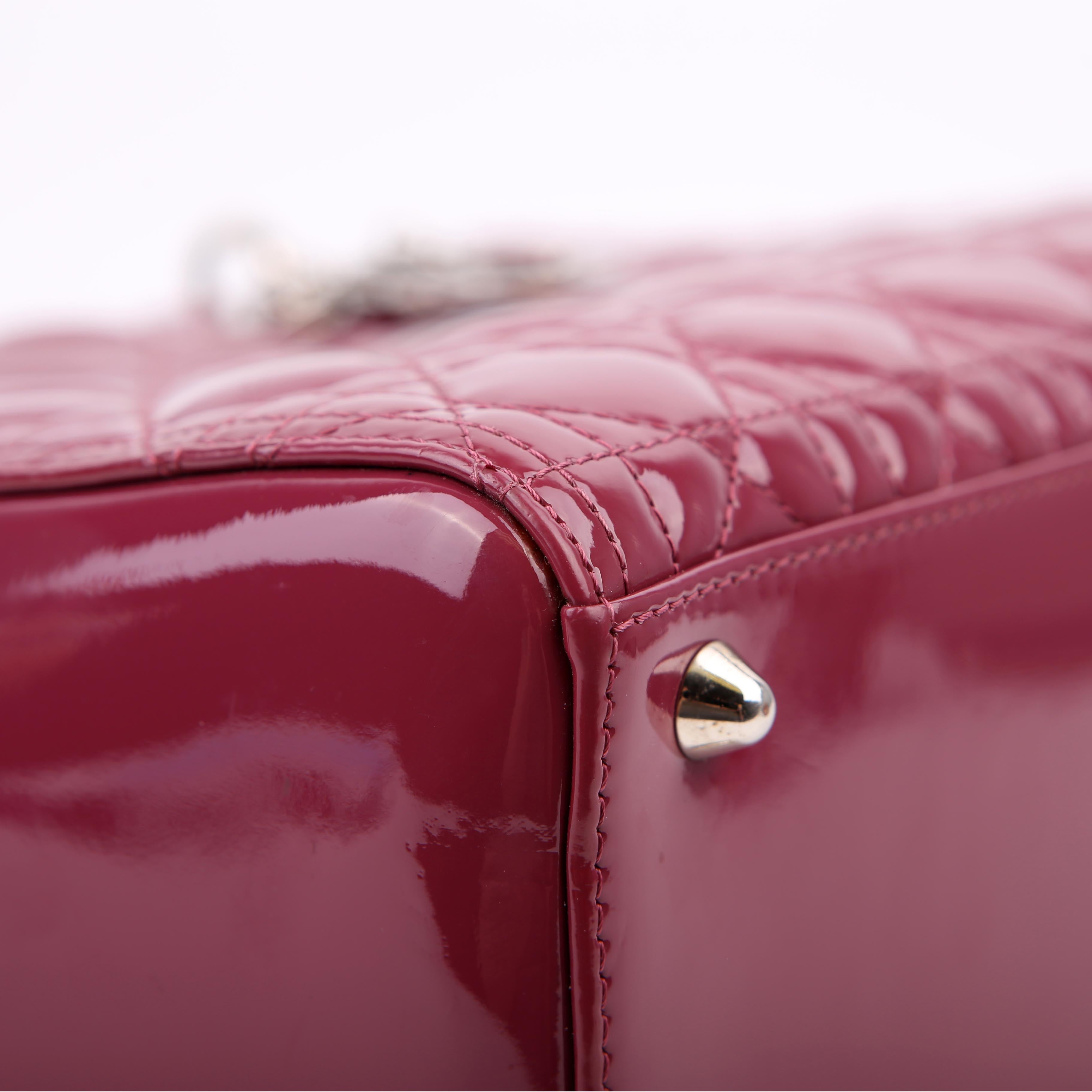 Christian Dior Lady Dior Large Patent Berry