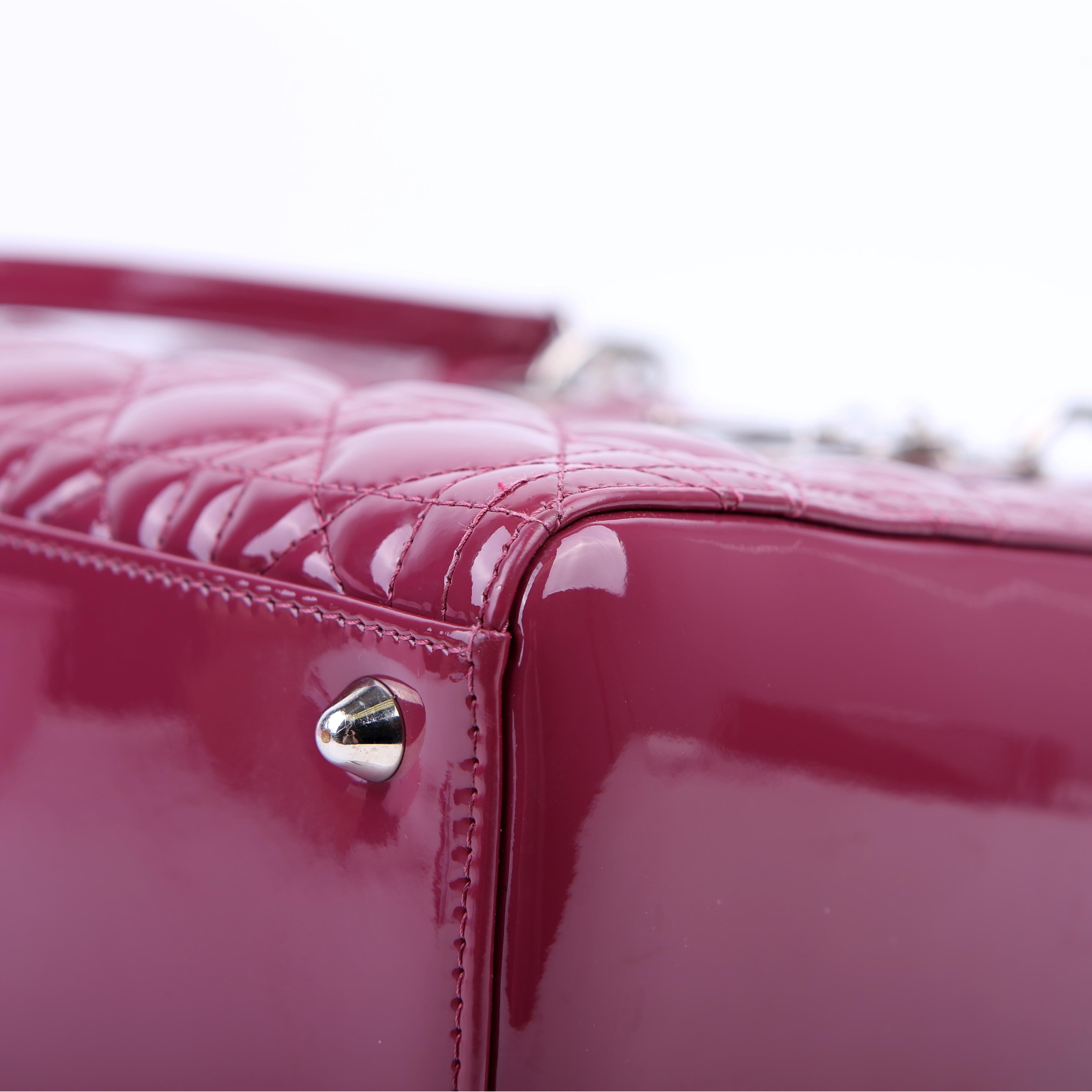 Christian Dior Lady Dior Large Patent Berry