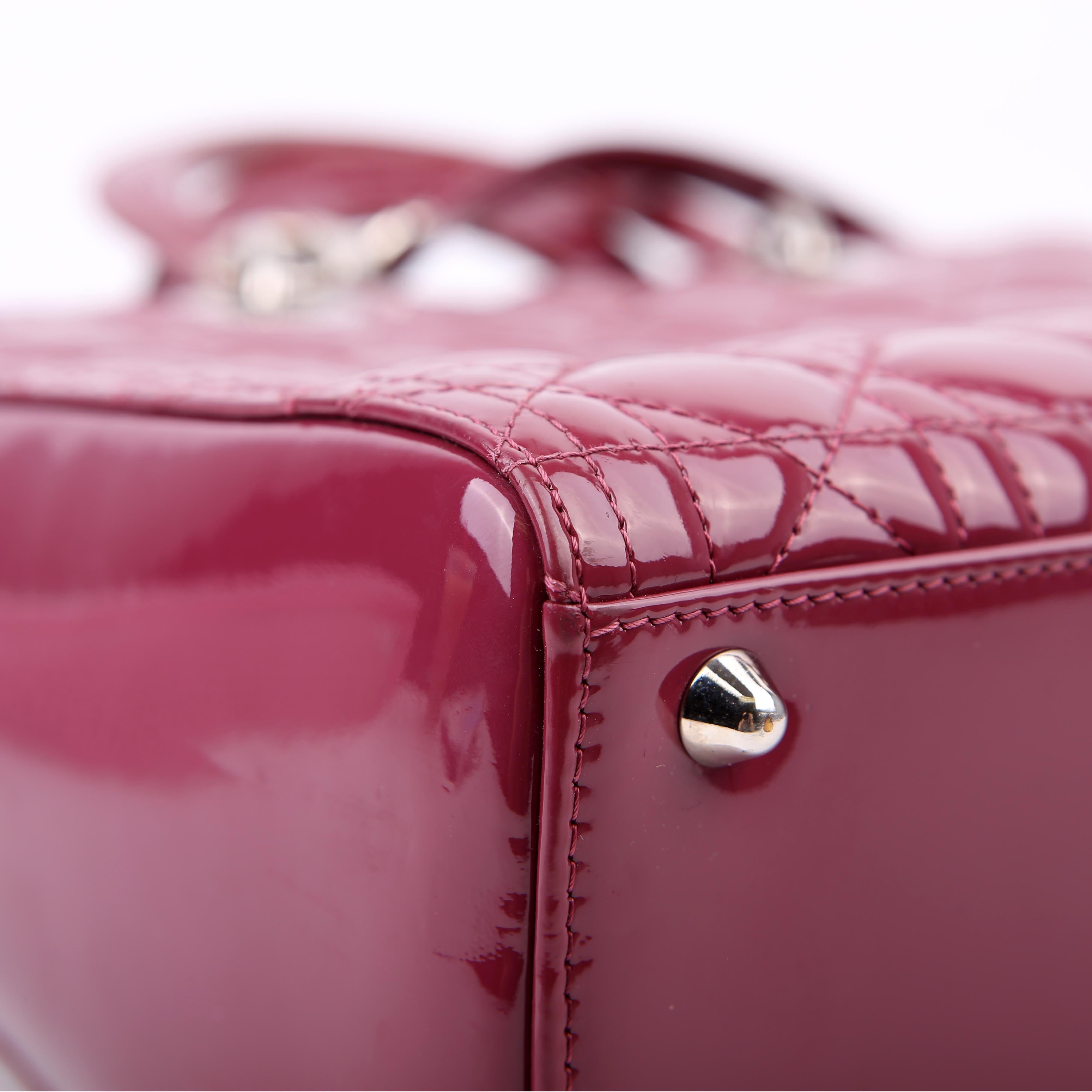 Christian Dior Lady Dior Large Patent Berry