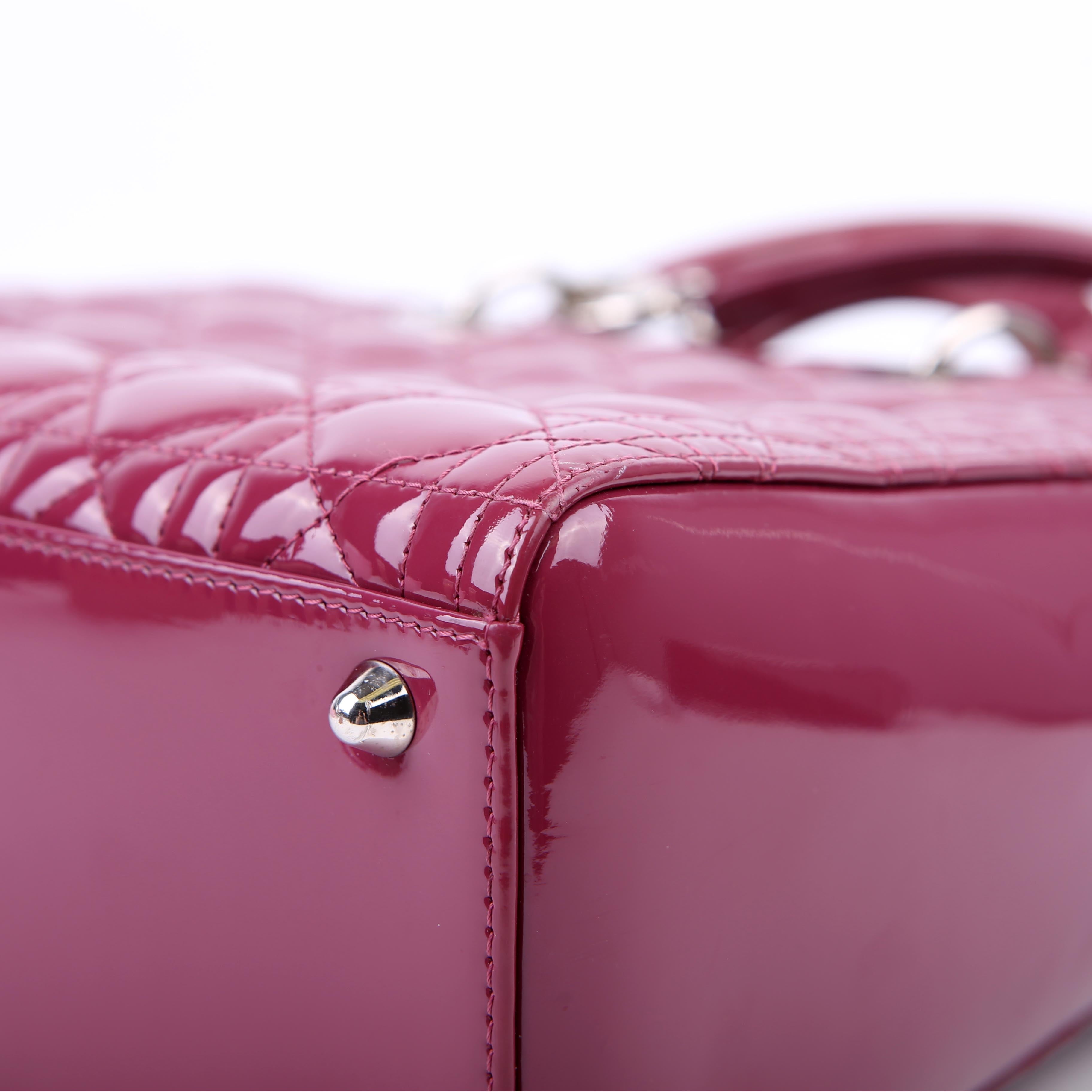Christian Dior Lady Dior Large Patent Berry