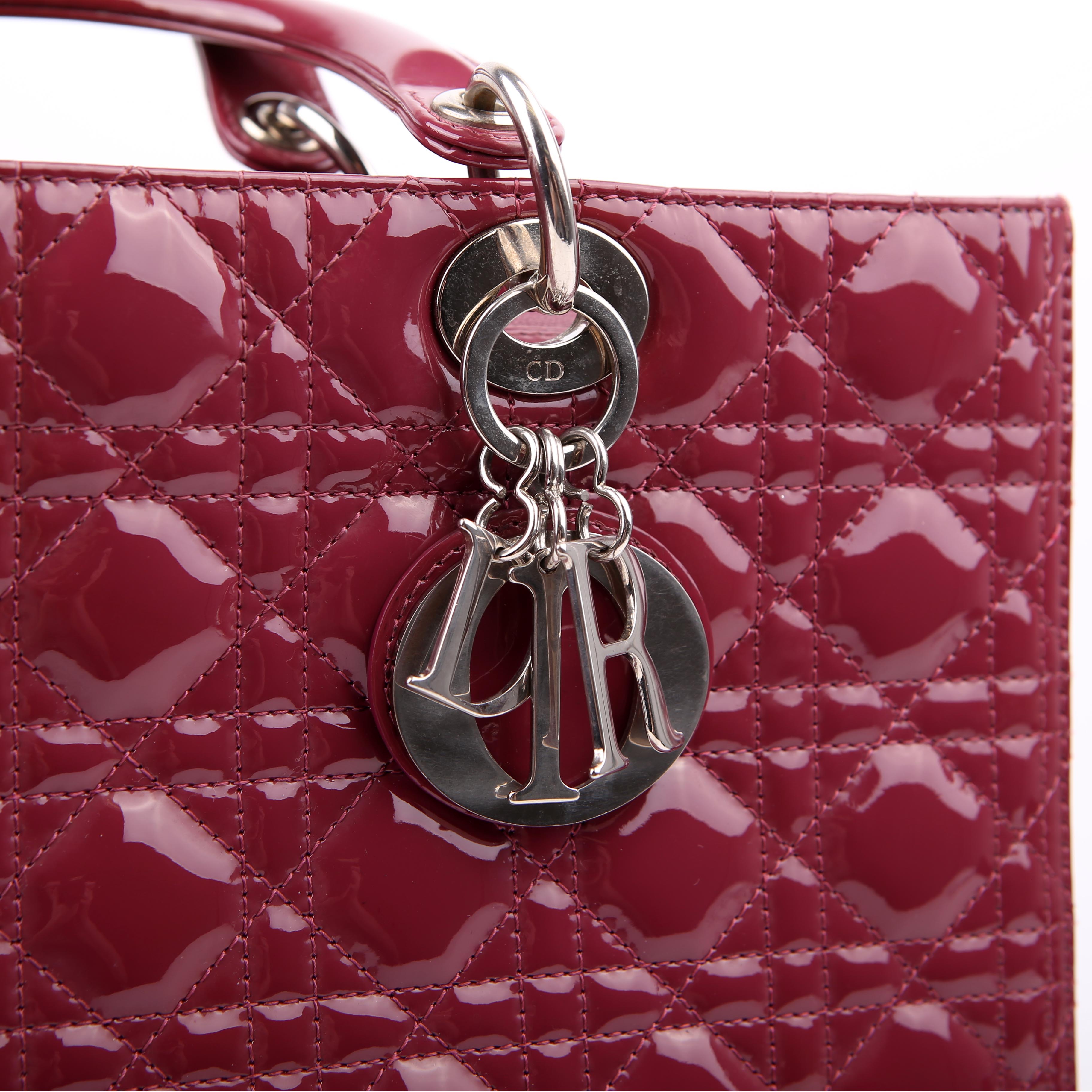 Christian Dior Lady Dior Large Patent Berry