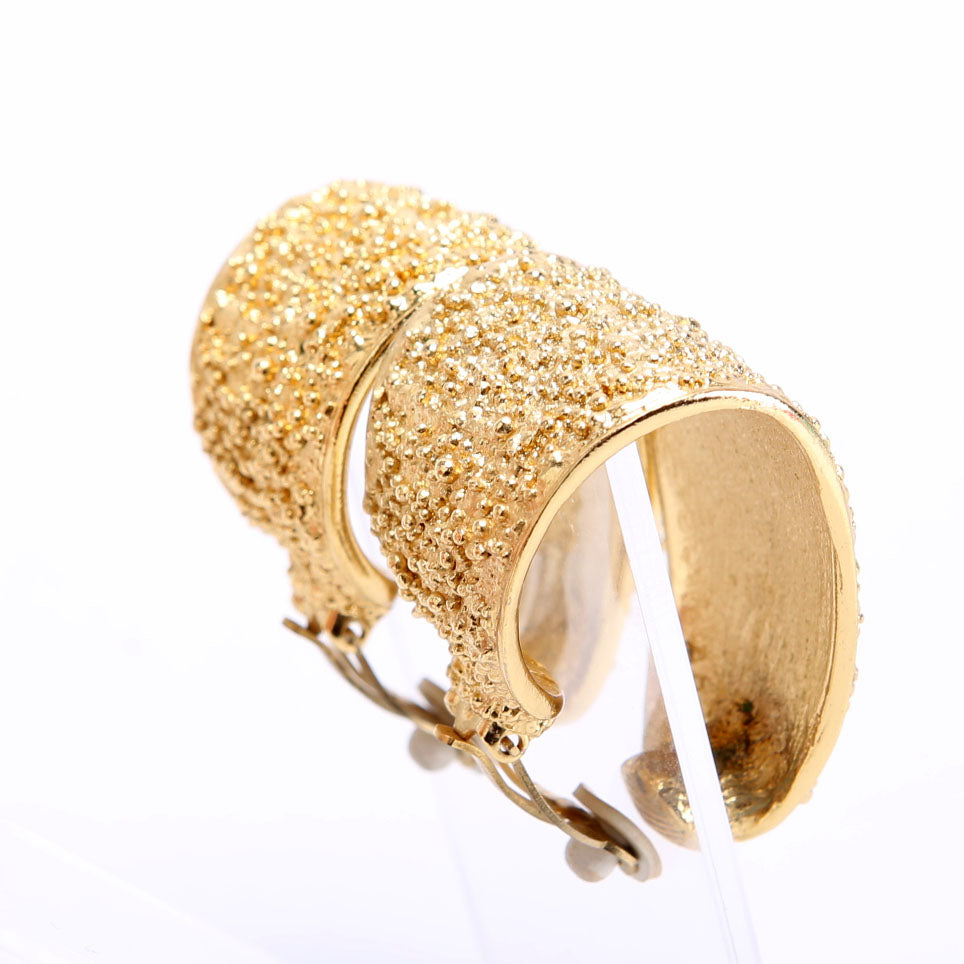 Saint Laurent Gilded Grain Clip-Ons Vintage Earrings Gold
