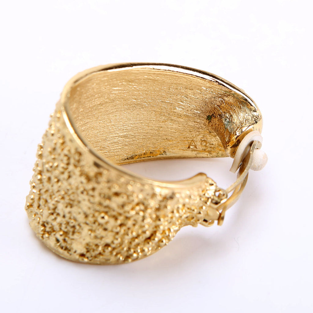 Saint Laurent Gilded Grain Clip-Ons Vintage Earrings Gold