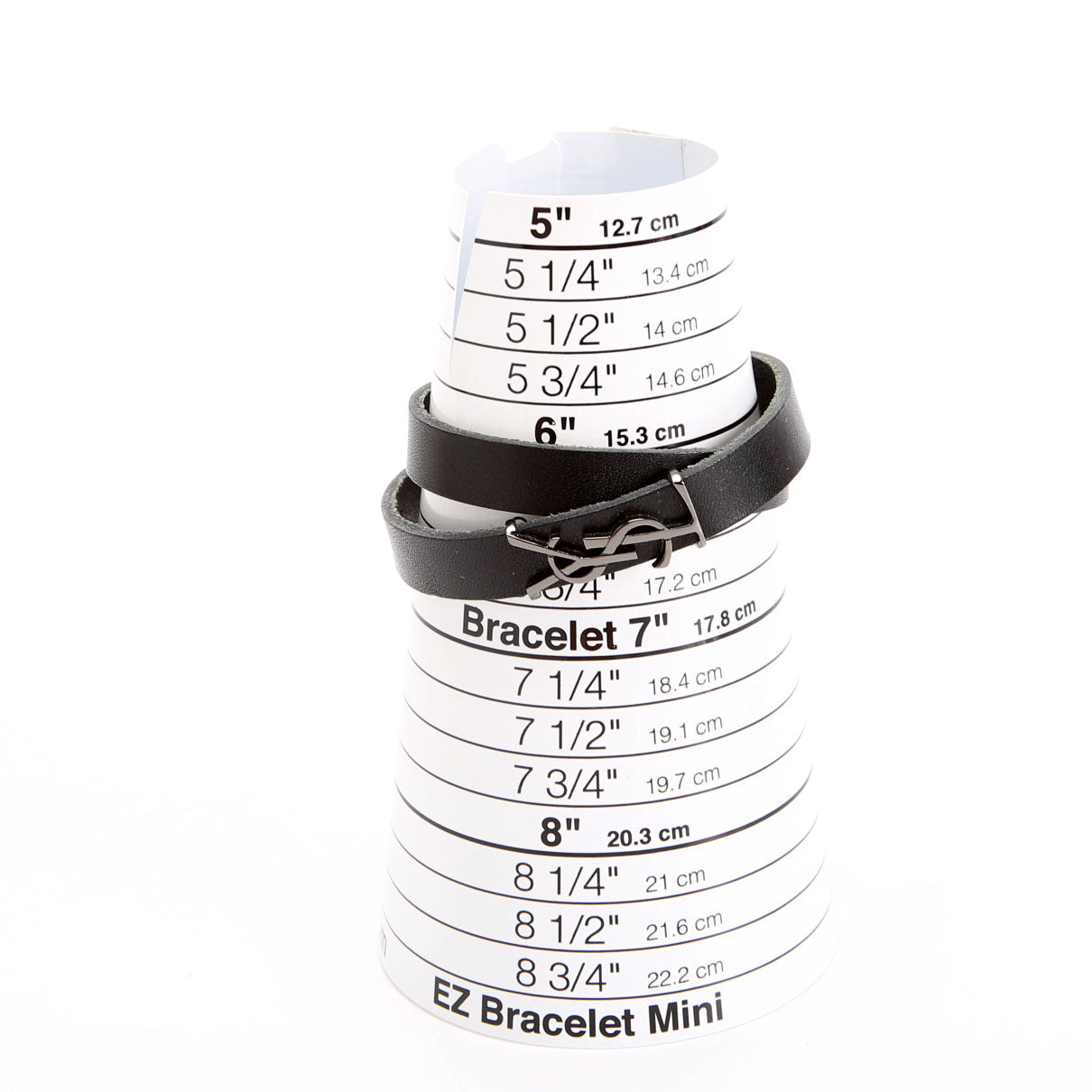 Saint Laurent Leather Opyum Double Wrap Bracelet Black