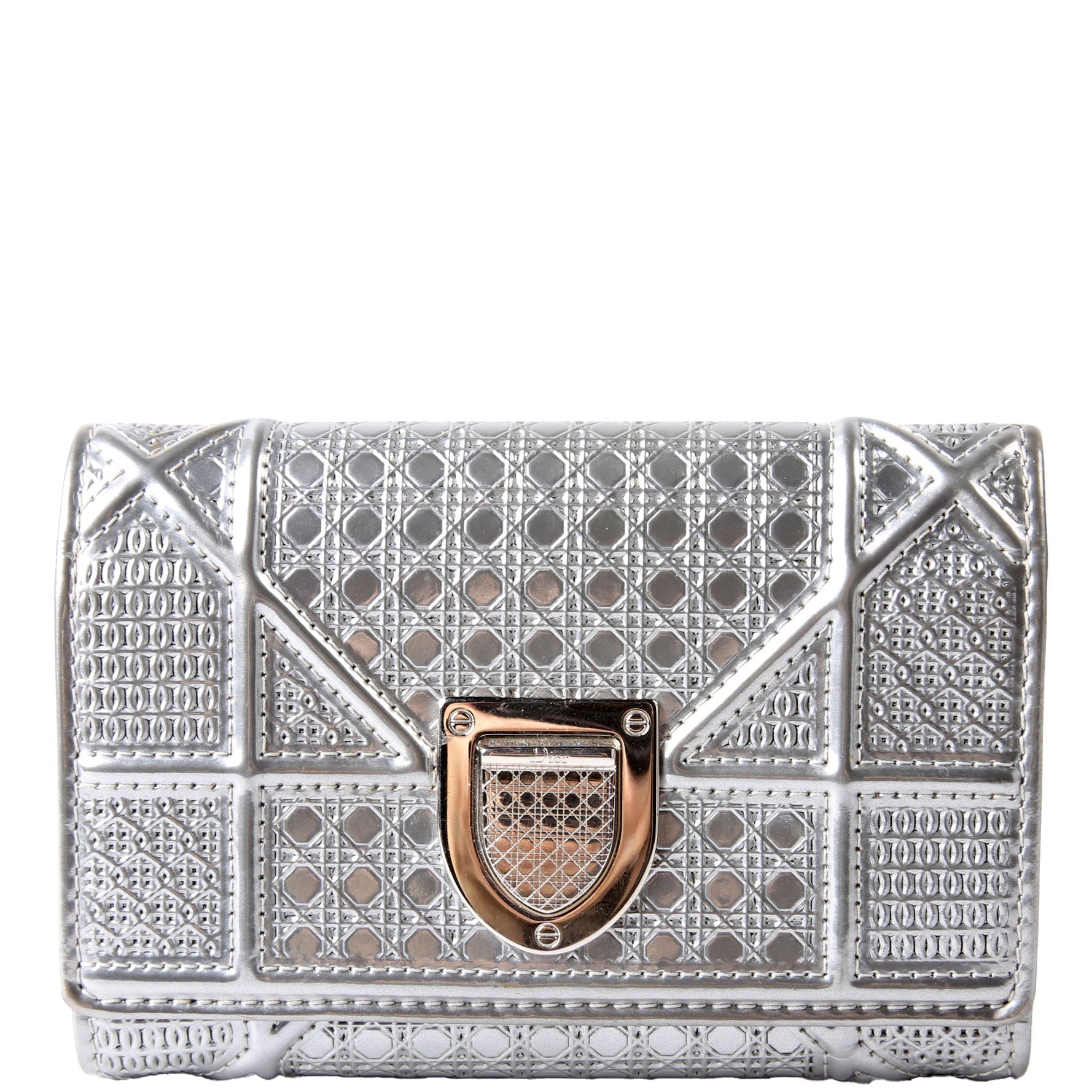Christian Dior Diorama Compact Wallet Silver