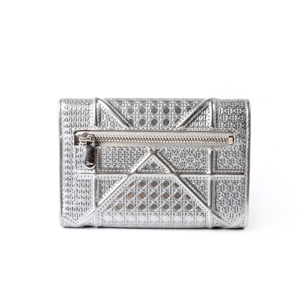 Christian Dior Diorama Compact Wallet Silver