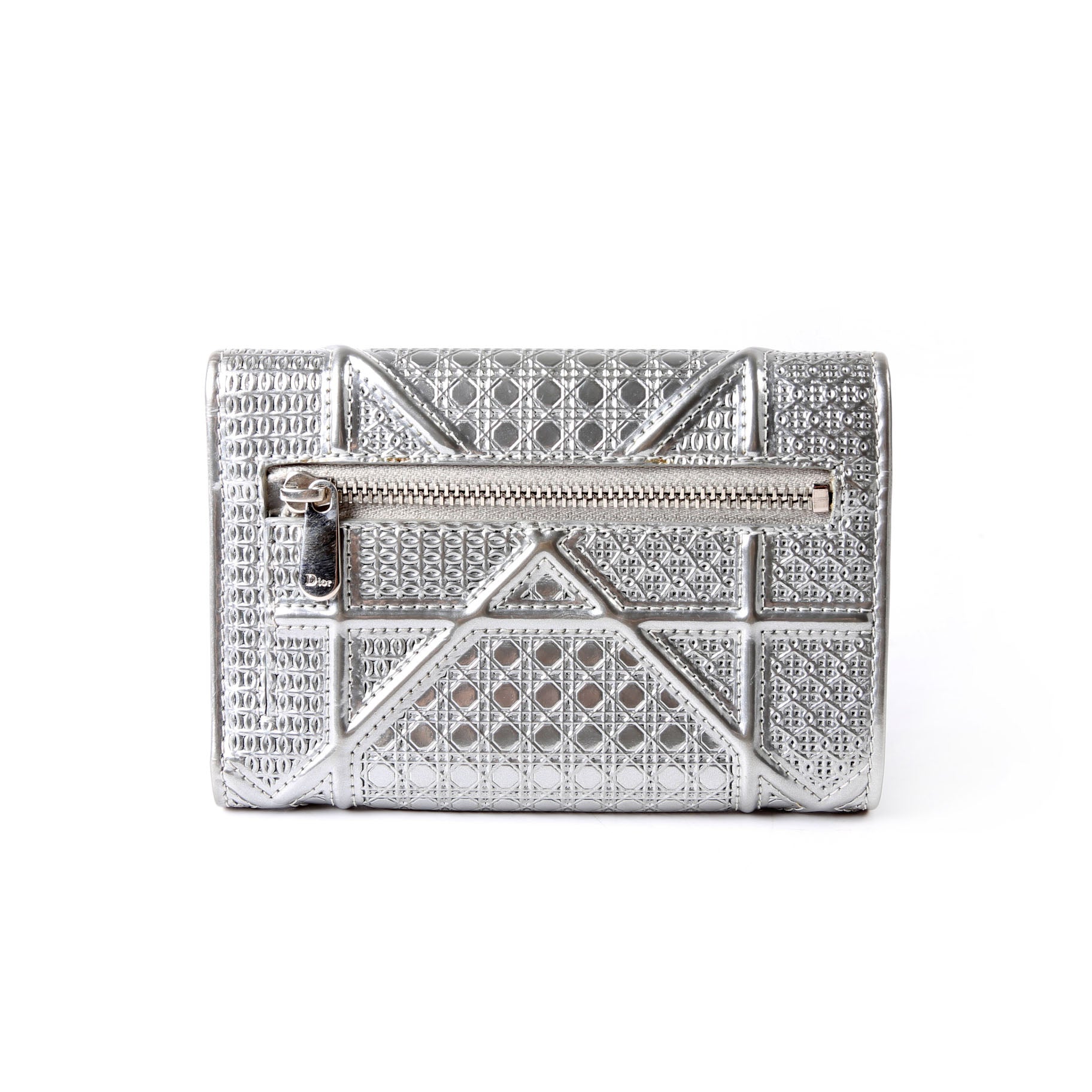 Christian Dior Diorama Compact Wallet Silver