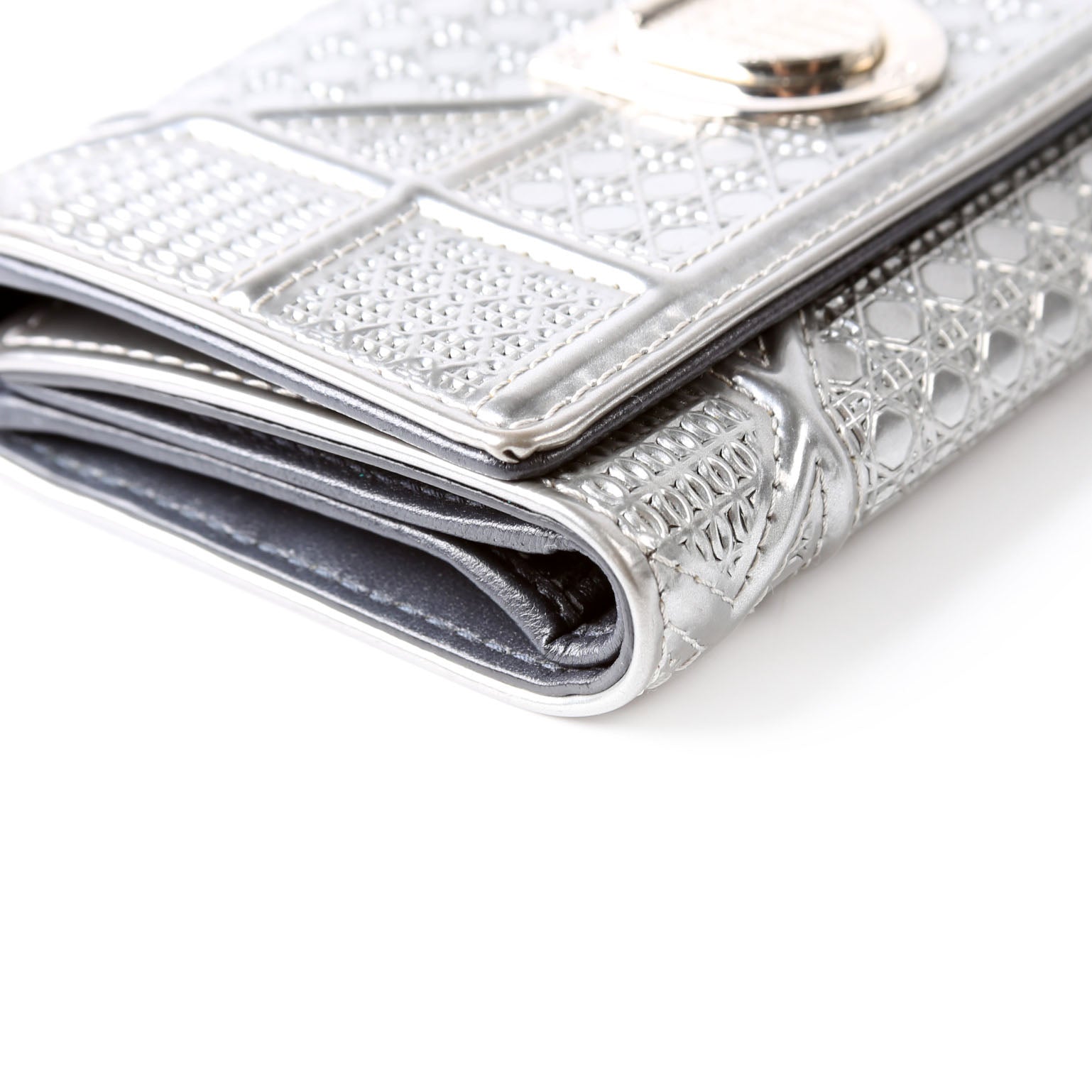 Christian Dior Diorama Compact Wallet Silver