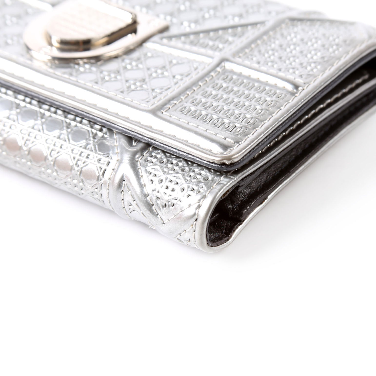 Christian Dior Diorama Compact Wallet Silver