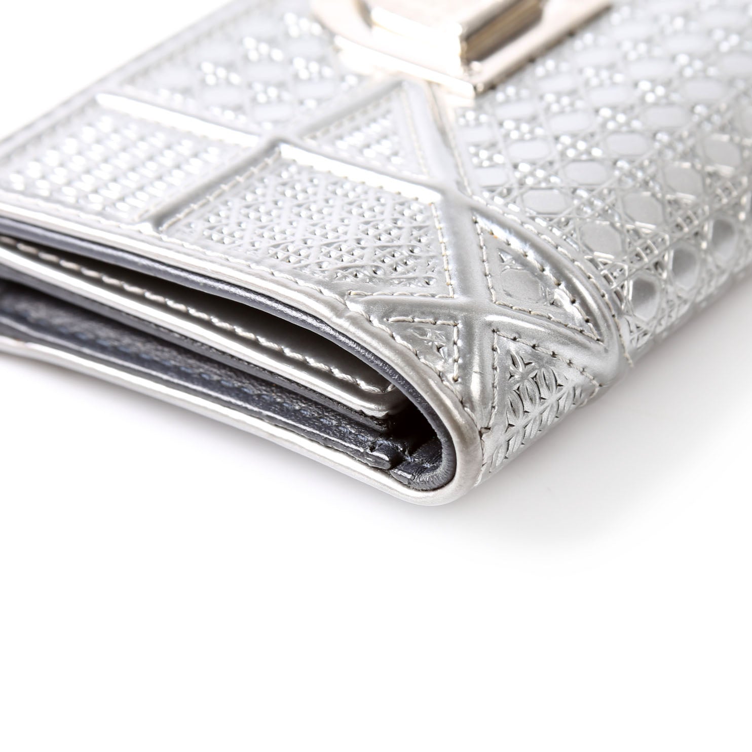 Christian Dior Diorama Compact Wallet Silver
