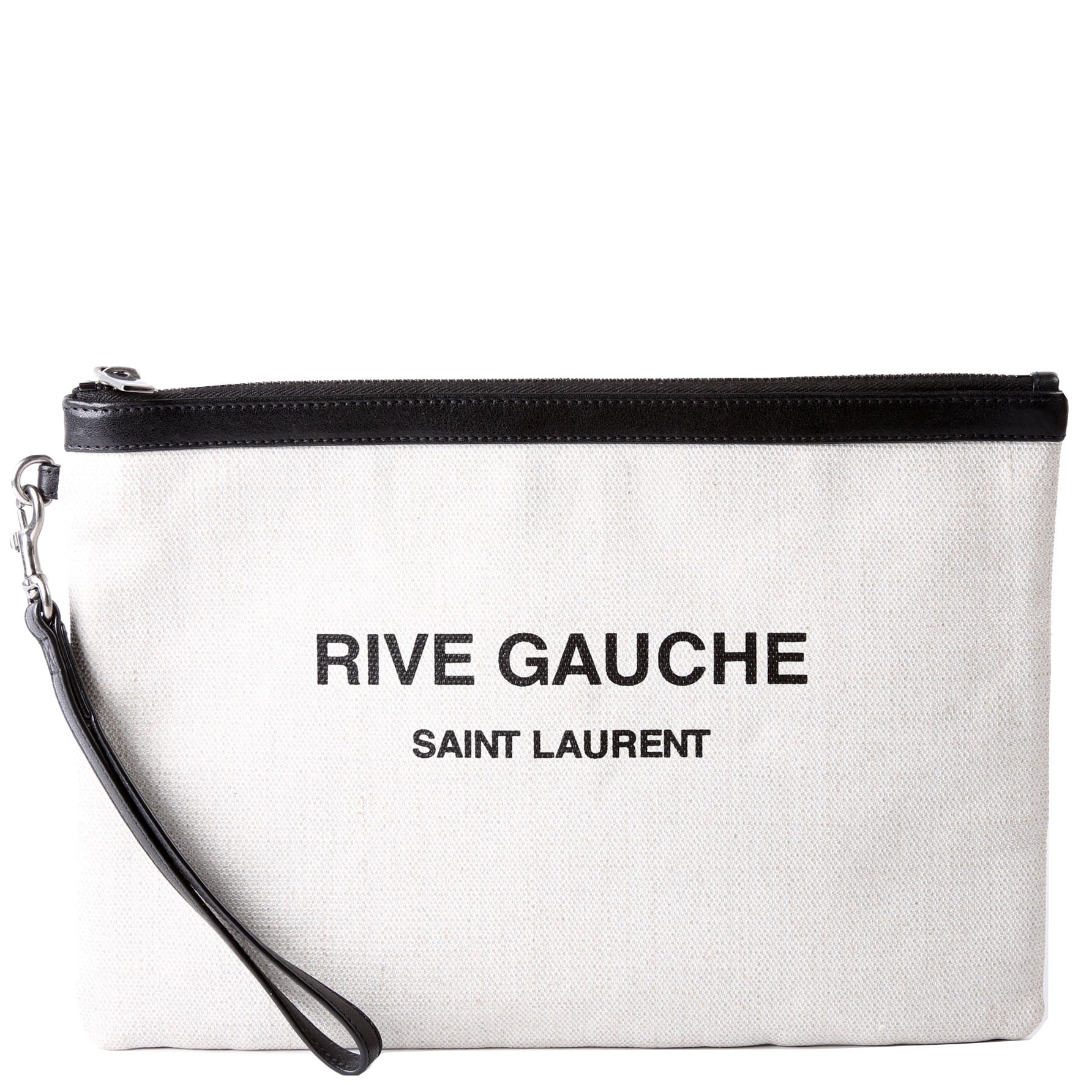 Saint Laurent Rive Gauche Canvas Pouch 581369 Biege/Black