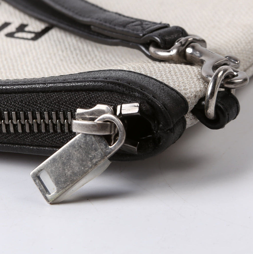 Saint Laurent Rive Gauche Canvas Pouch 581369 Biege/Black