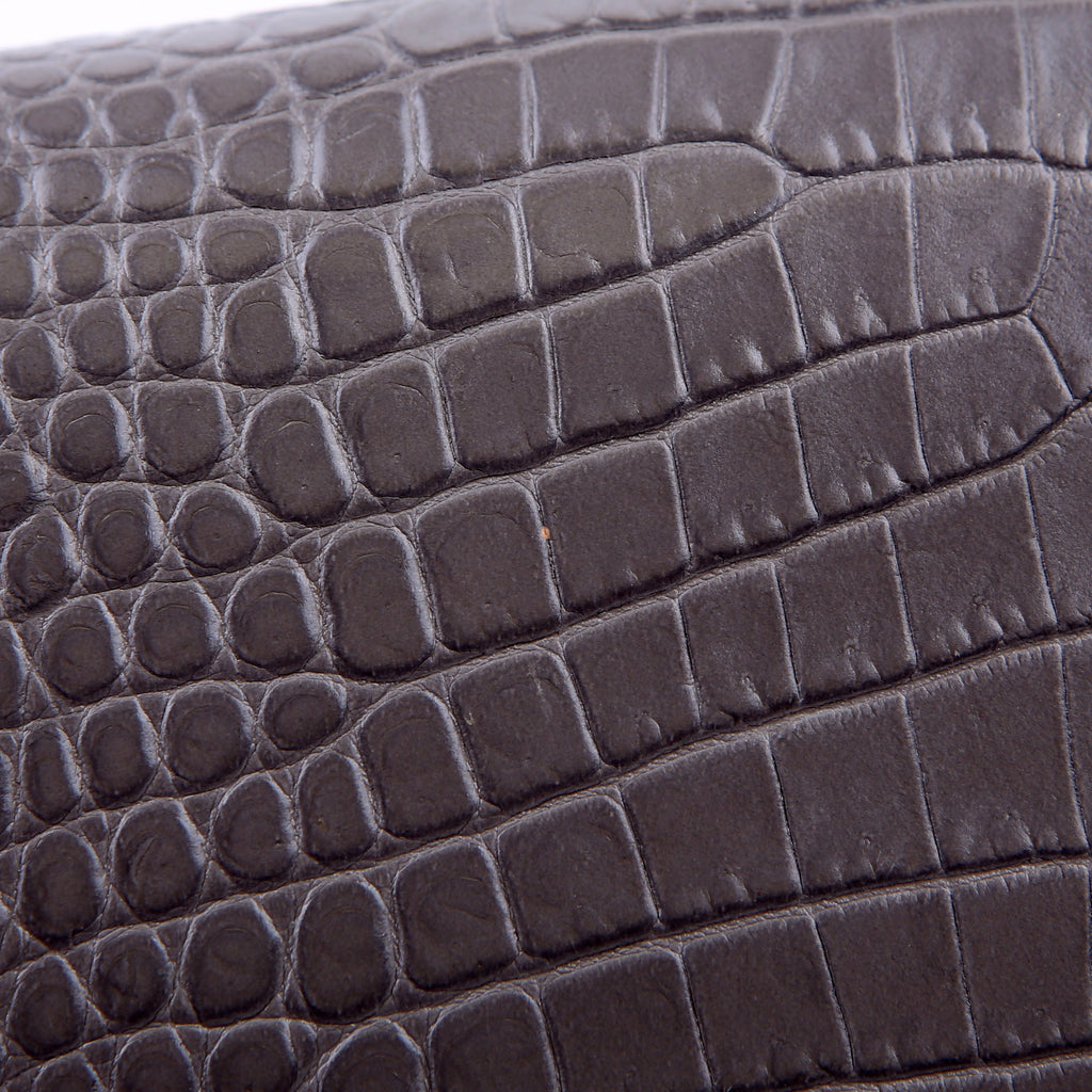 Saint Laurent Kate Tassel Satchel Medium Croc Embossed 354119 Grey