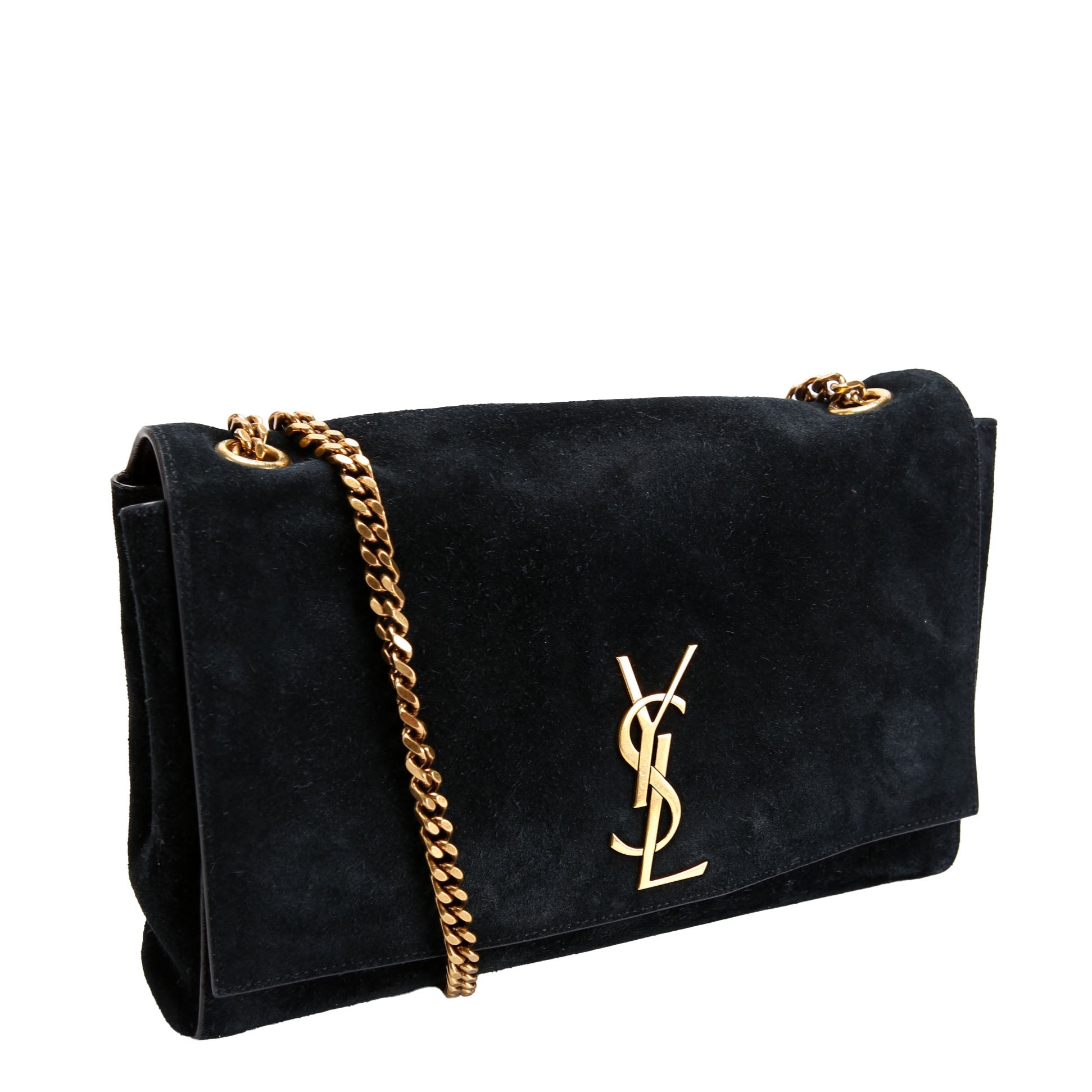 Saint Laurent Kate Satchel Medium Reversible Suede/Leather 553804 Black