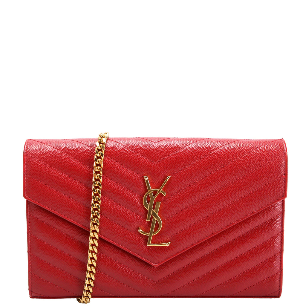 Saint Laurent Grain De Chain Wallet 377828 Red