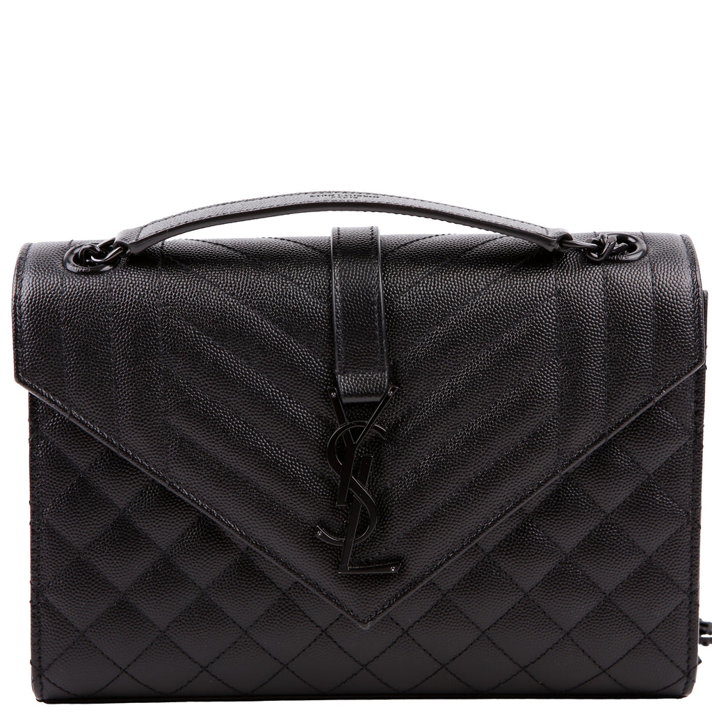 Saint Laurent Envelope Medium Tri-Quilt 600185 Black