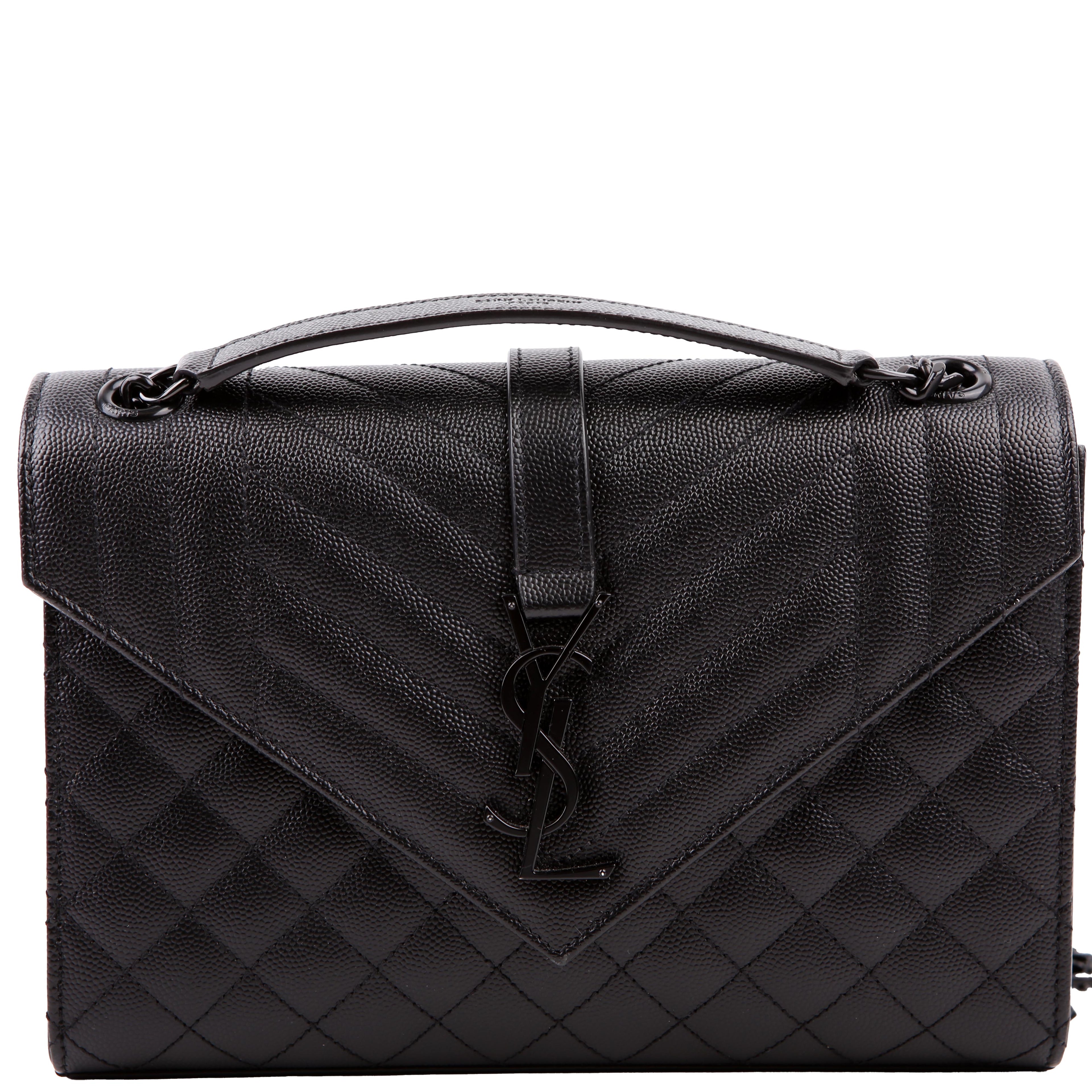 Saint Laurent Envelope Medium Tri-Quilt 600185 Black