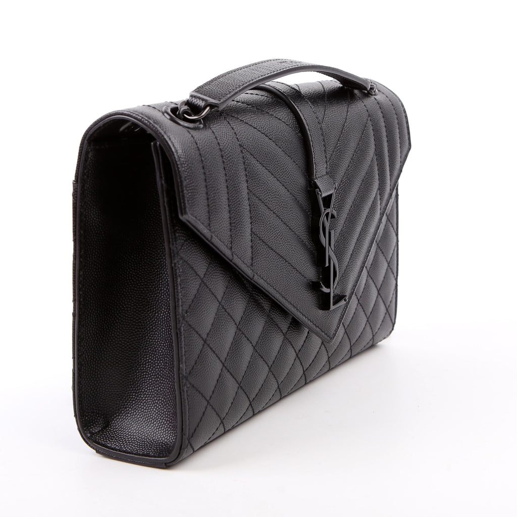 Saint Laurent Envelope Medium Tri-Quilt 600185 Black