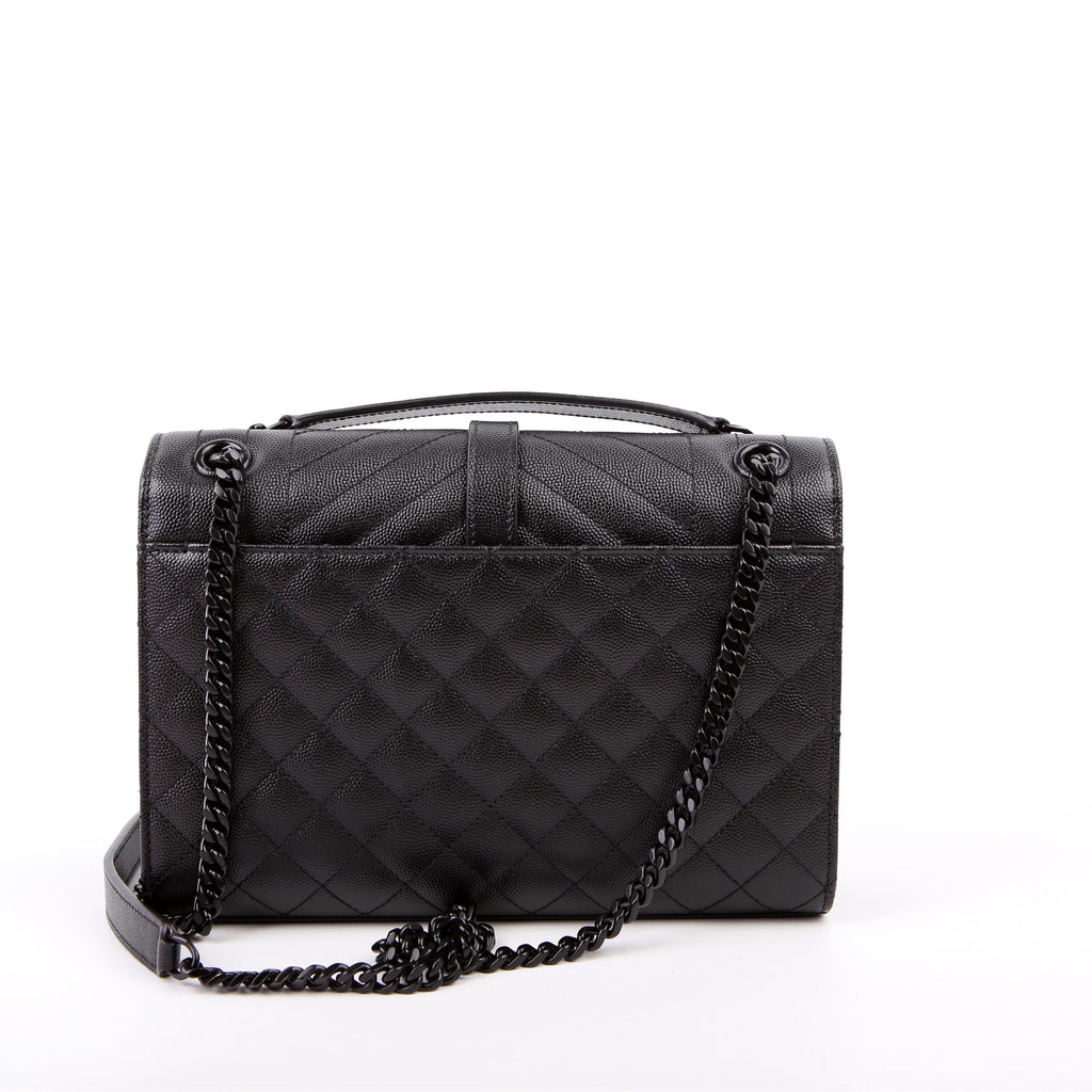 Saint Laurent Envelope Medium Tri-Quilt 600185 Black