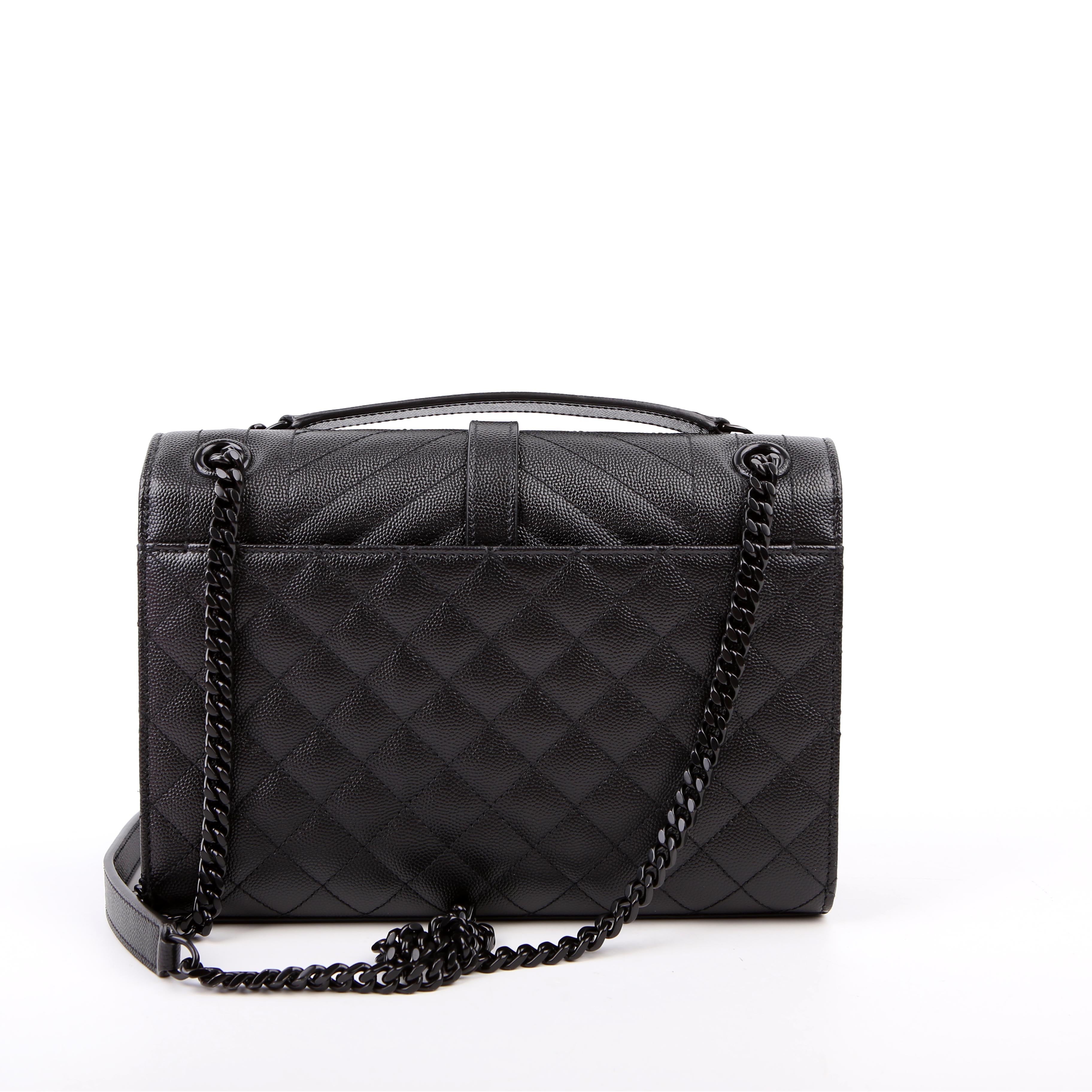 Saint Laurent Envelope Medium Tri-Quilt 600185 Black