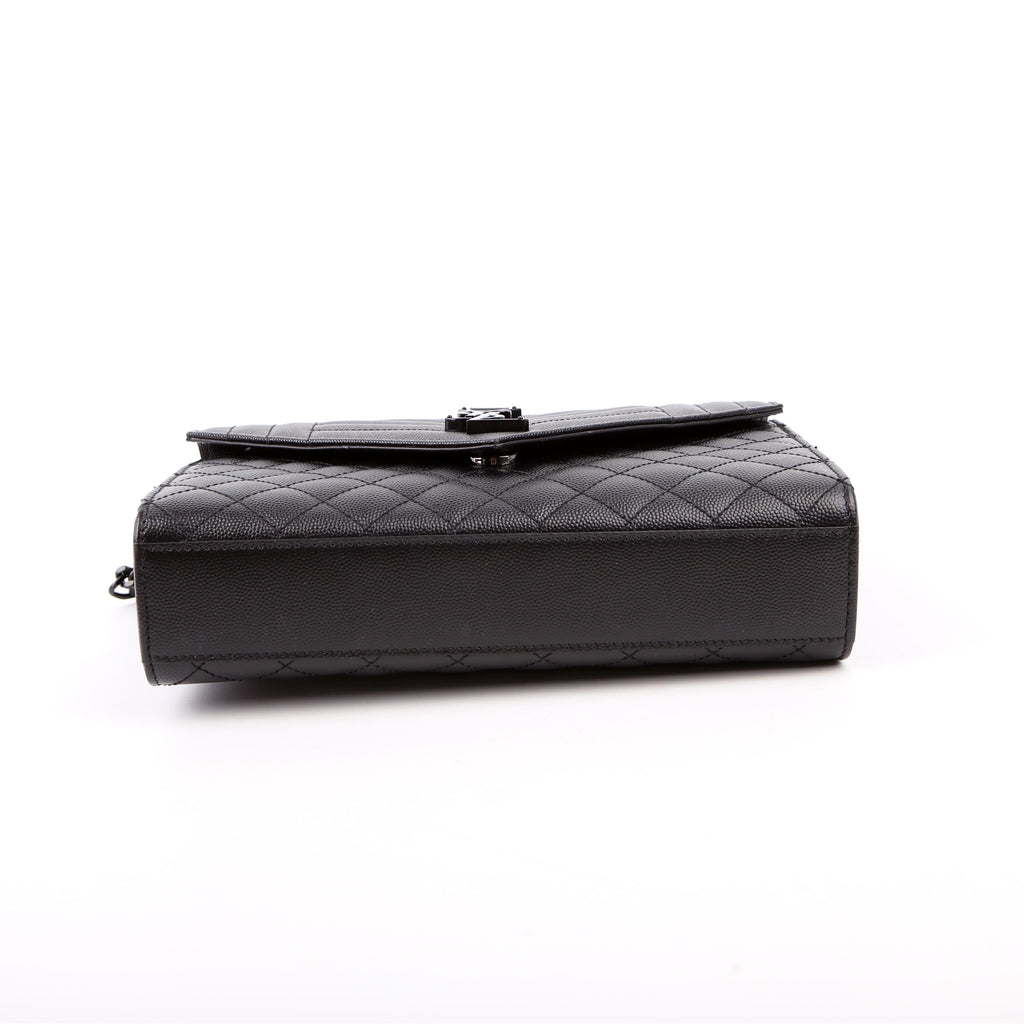 Saint Laurent Envelope Medium Tri-Quilt 600185 Black