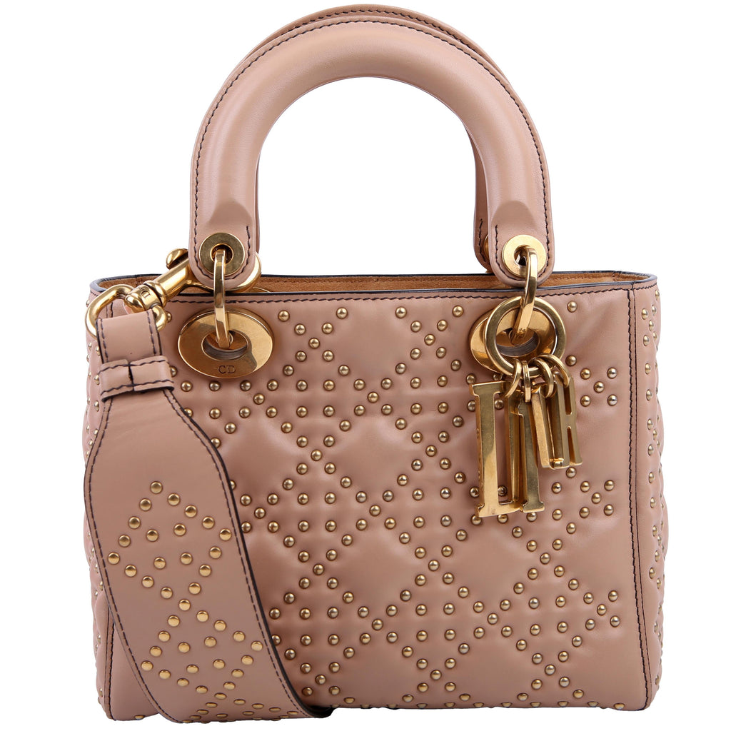 Christian Dior Lady Dior Mini Studded Tan