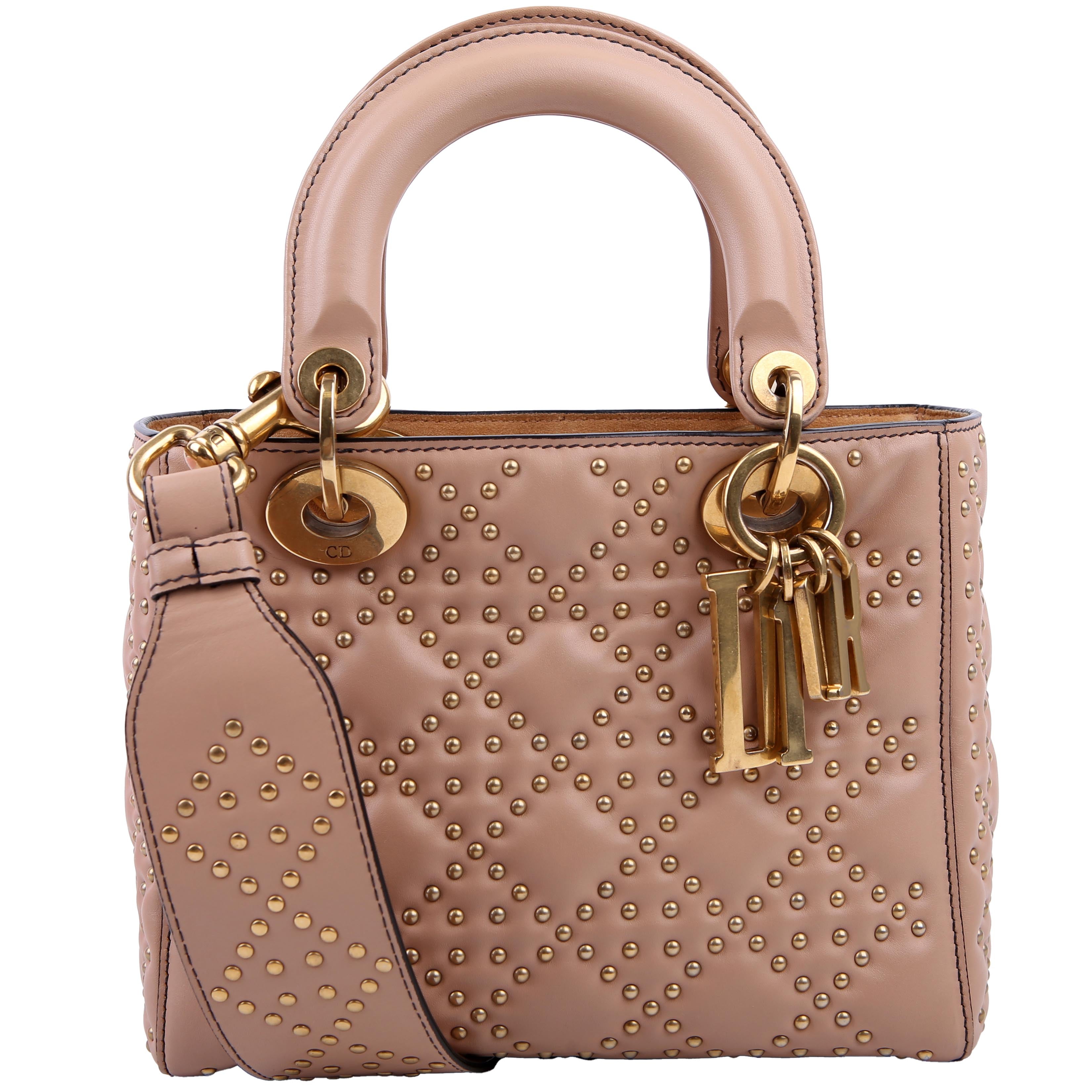 Christian Dior Lady Dior Mini Studded Tan