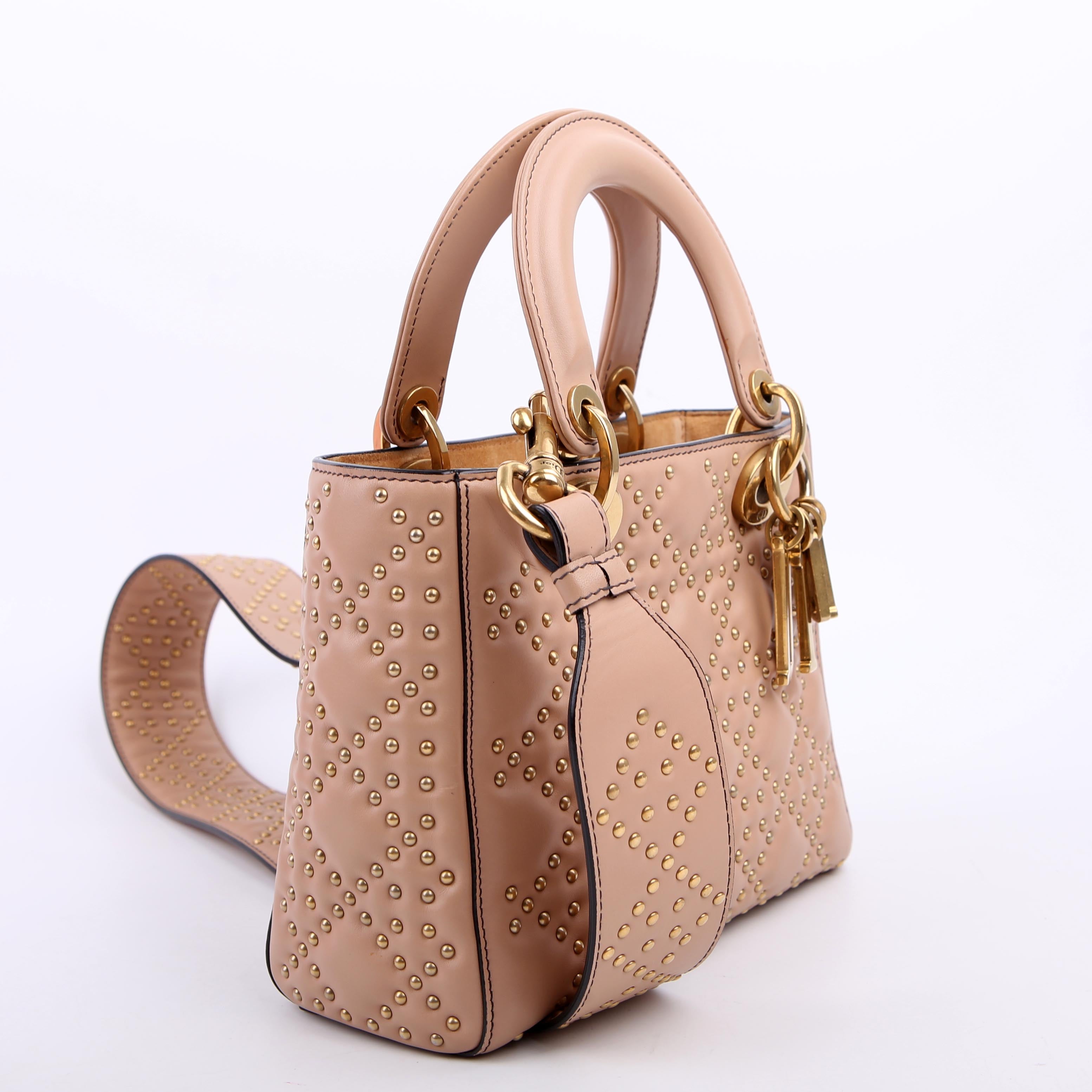 Christian Dior Lady Dior Mini Studded Tan
