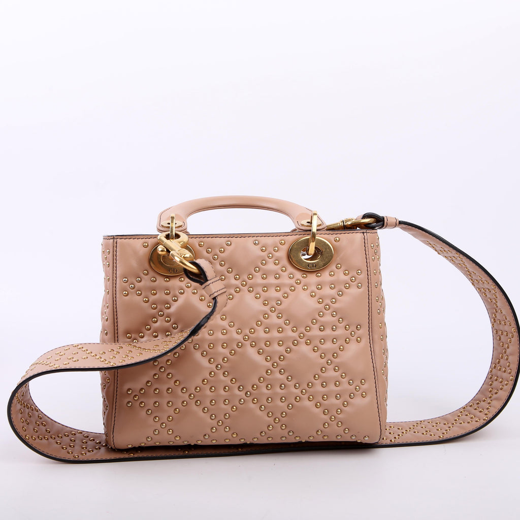 Christian Dior Lady Dior Mini Studded Tan