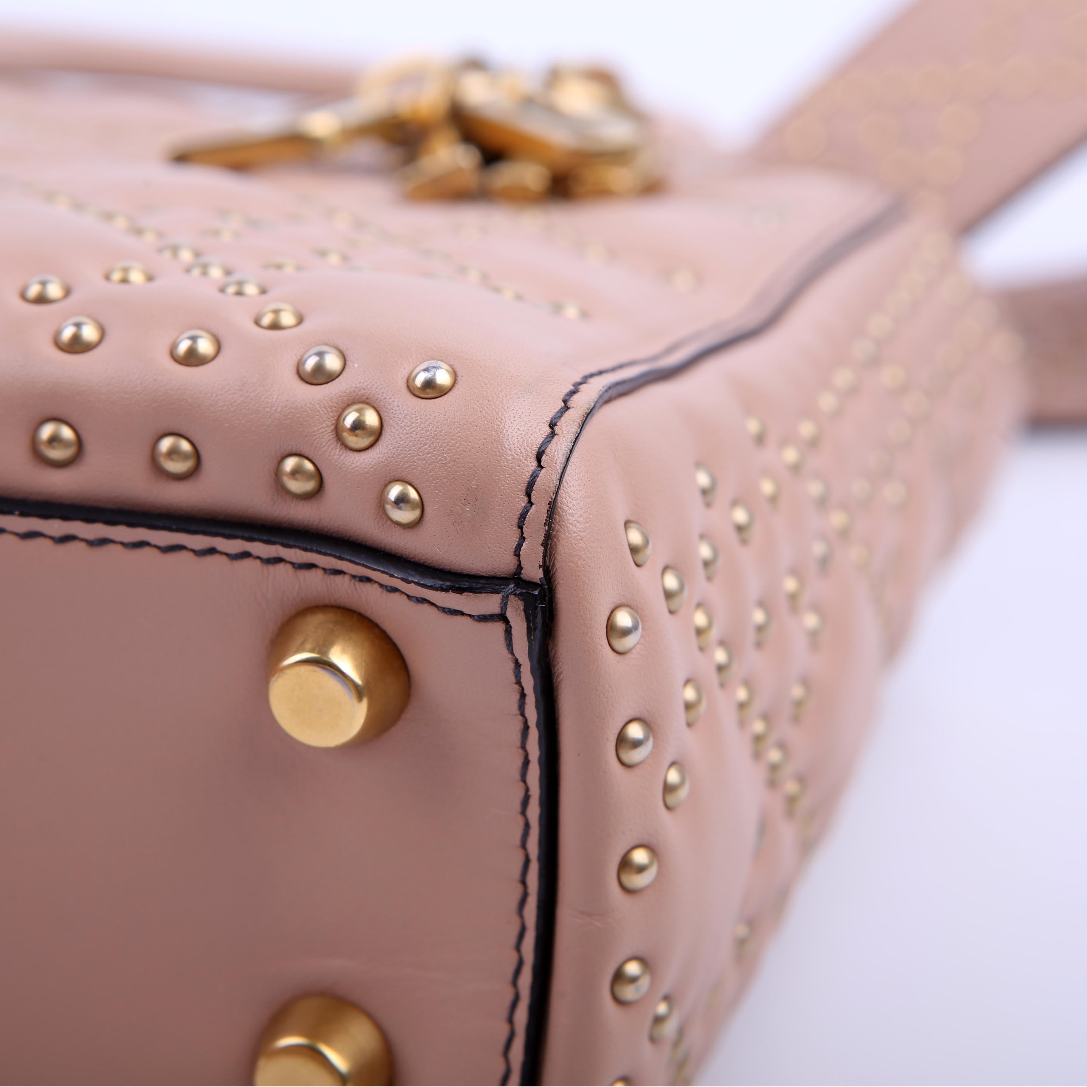 Christian Dior Lady Dior Mini Studded Tan