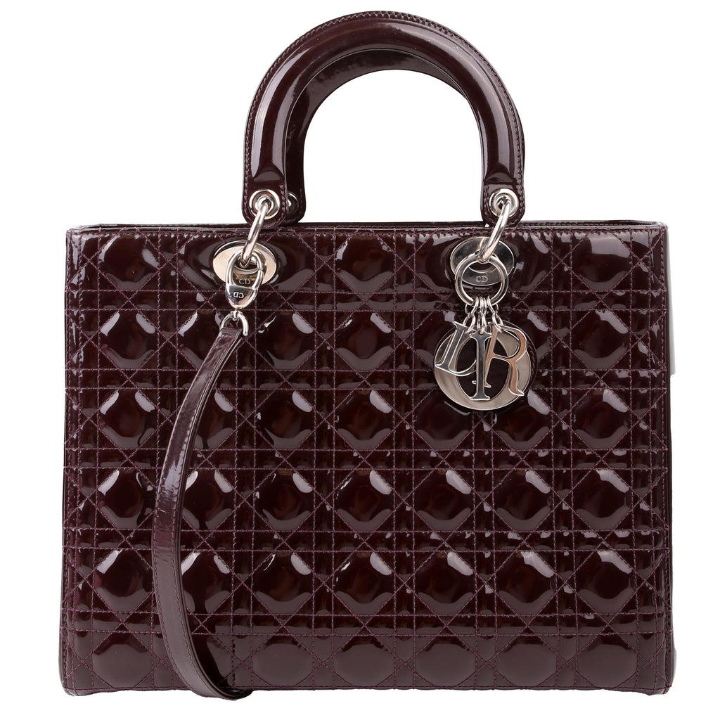 Christian Dior Lady Dior Large Cannage Patent Purple