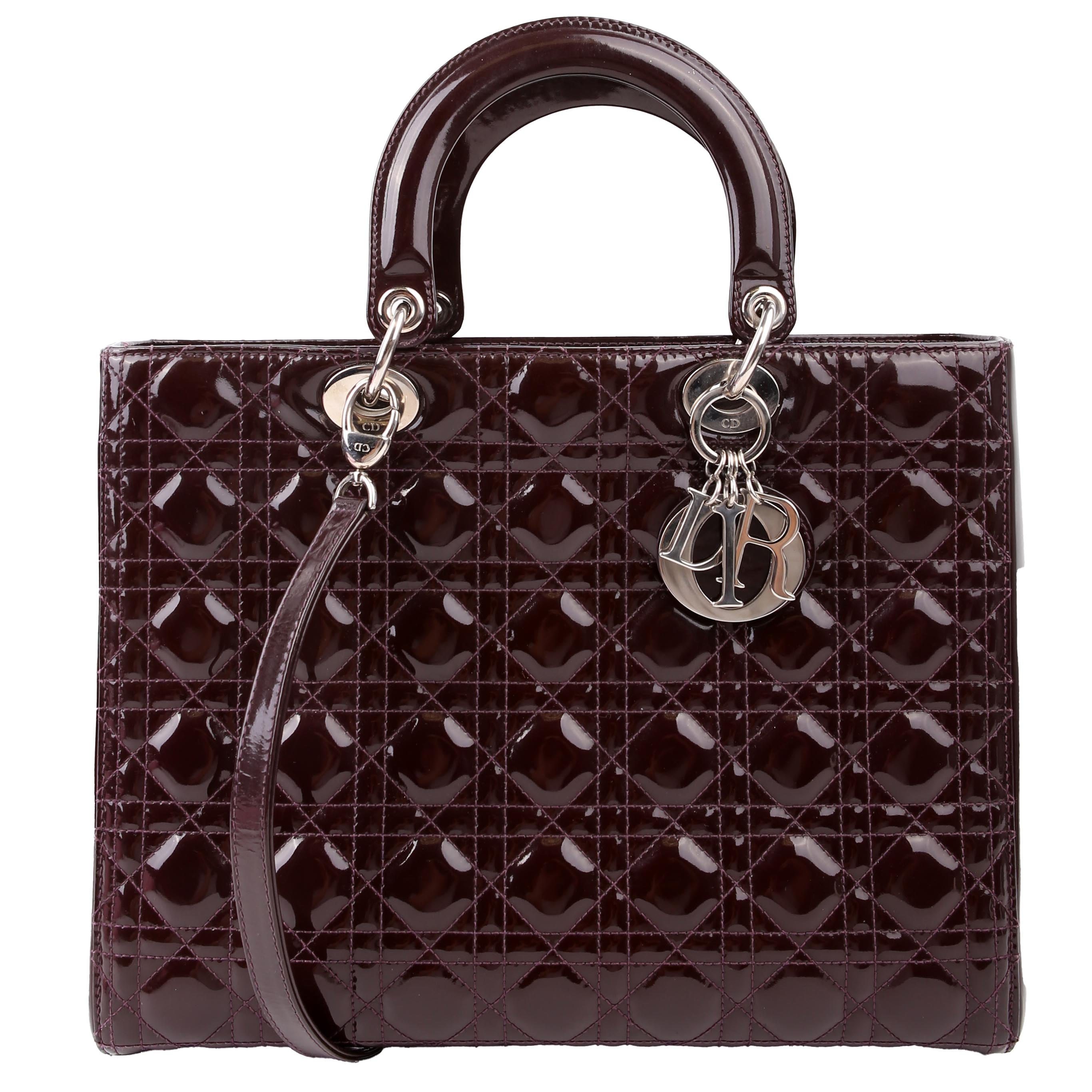 Christian Dior Lady Dior Large Cannage Patent Purple