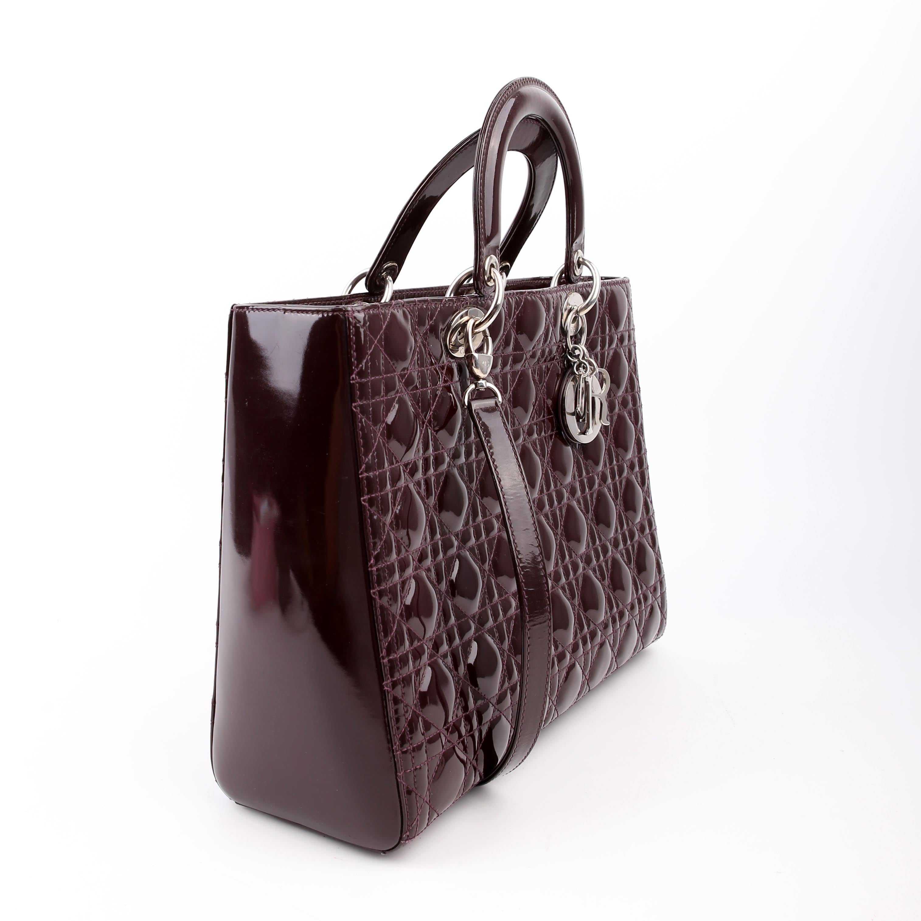 Christian Dior Lady Dior Large Cannage Patent Purple