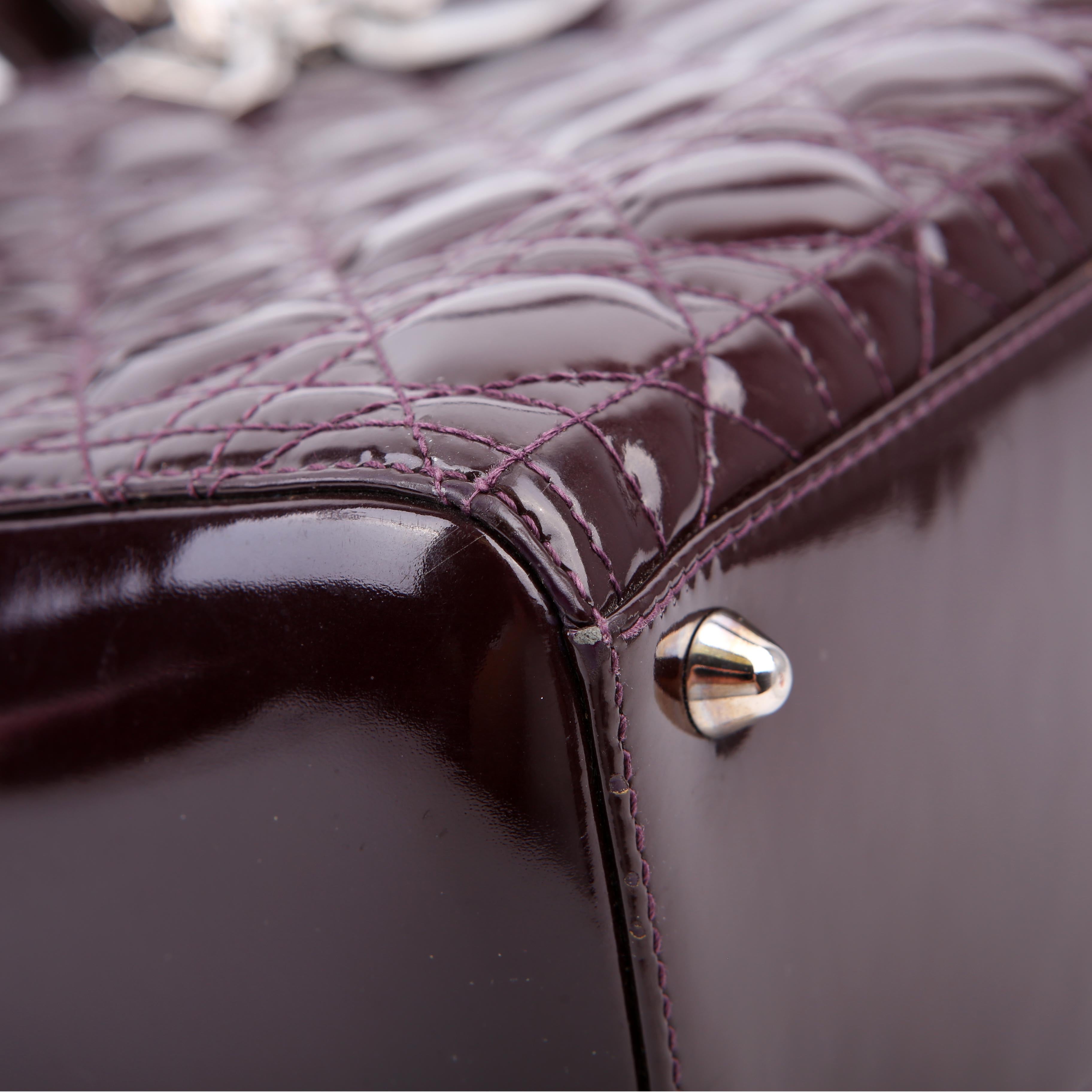Christian Dior Lady Dior Large Cannage Patent Purple