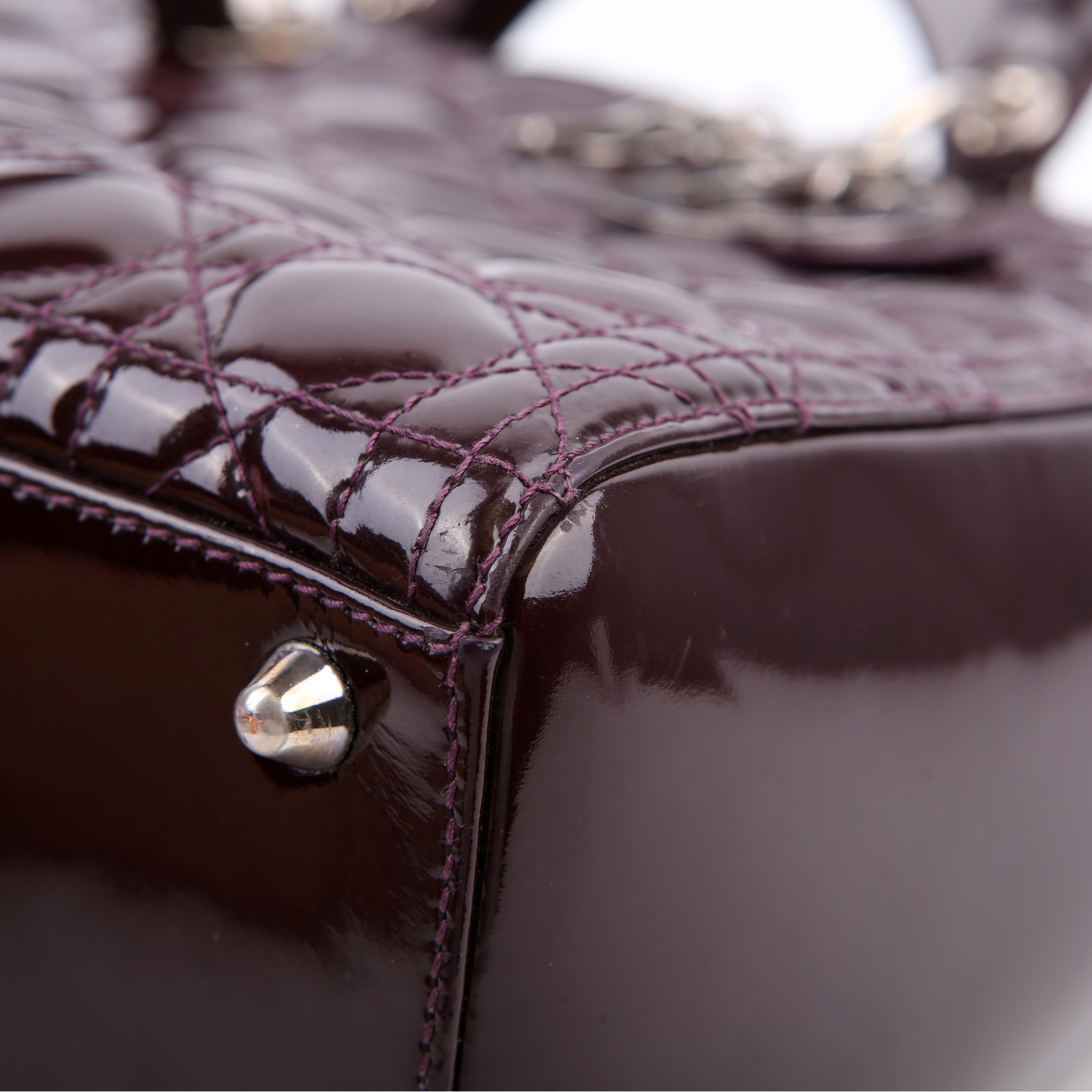 Christian Dior Lady Dior Large Cannage Patent Purple