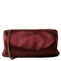 Saint Laurent Satin Chain Clutch With Chain 807825 Burgundy