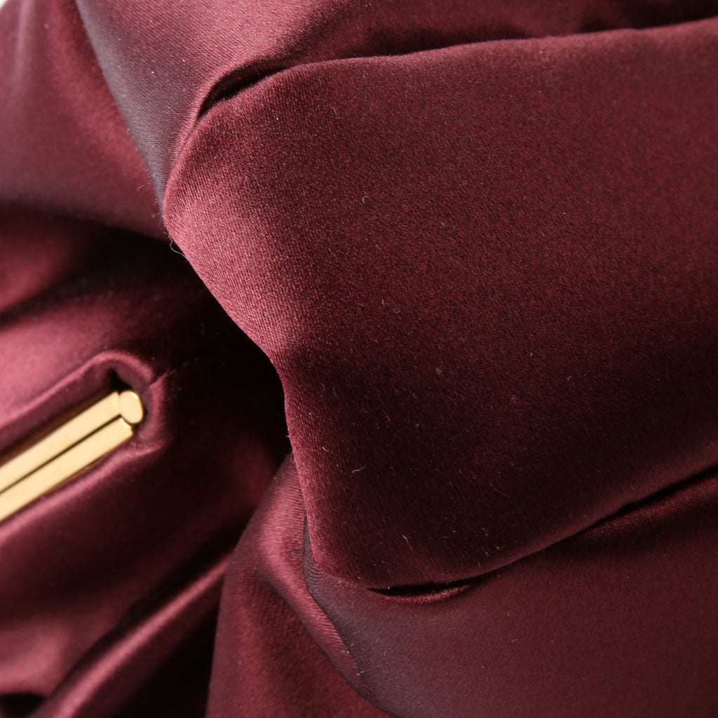 Saint Laurent Satin Chain Clutch With Chain 807825 Burgundy