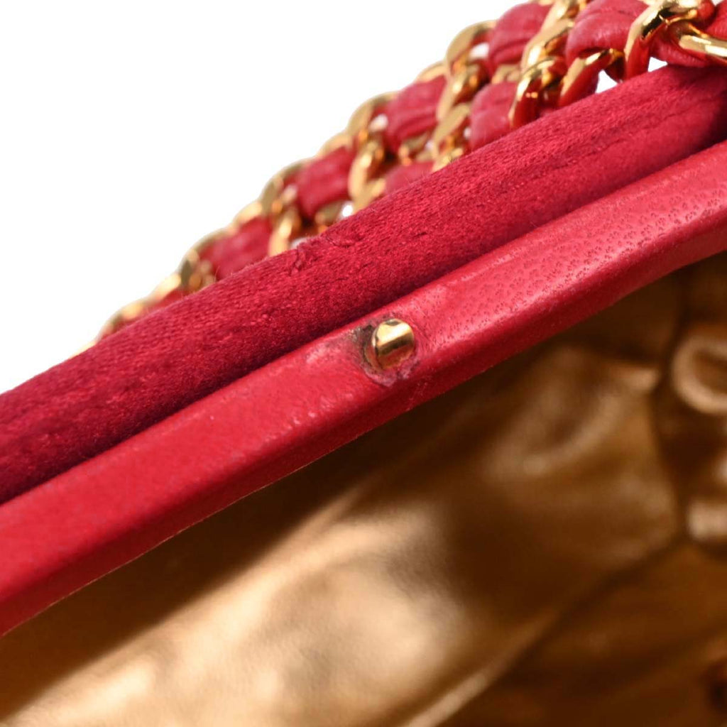 Chanel Red Satin Handbag