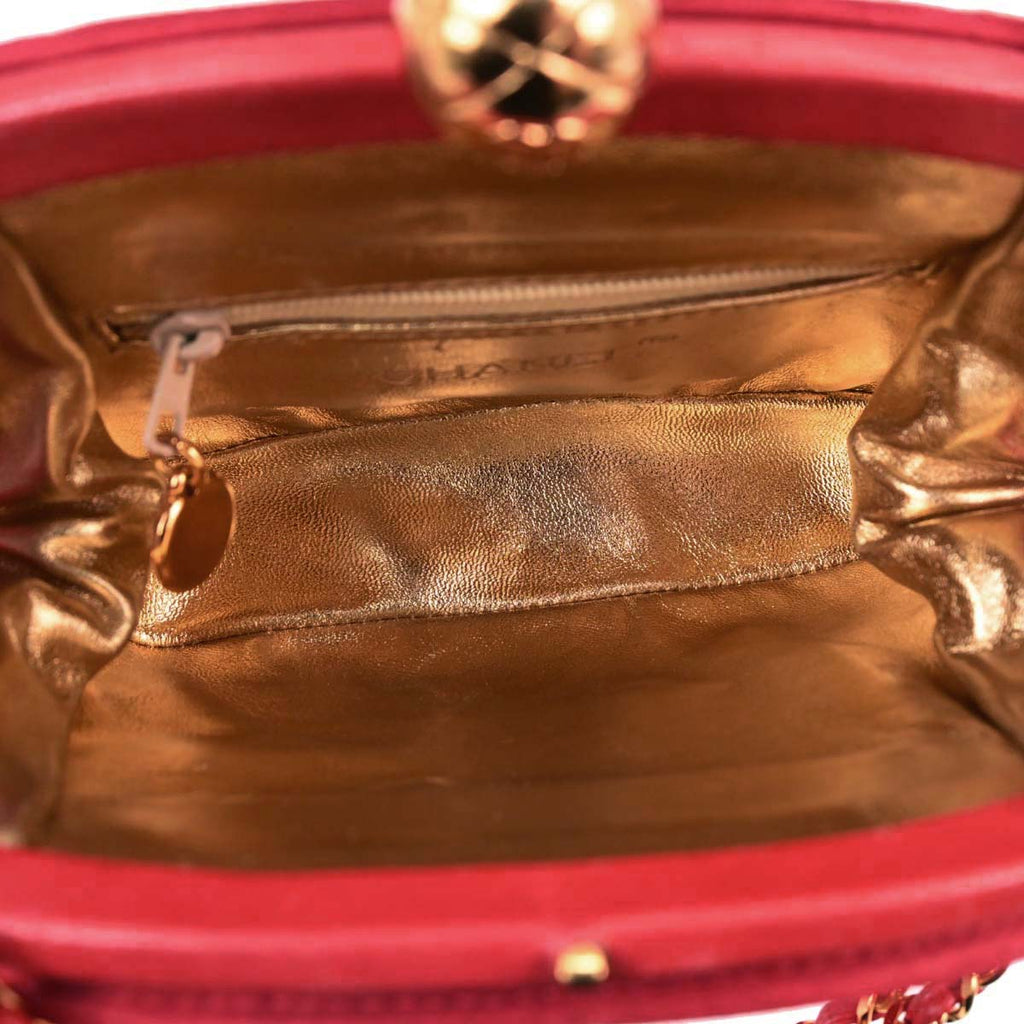 Chanel Red Satin Handbag