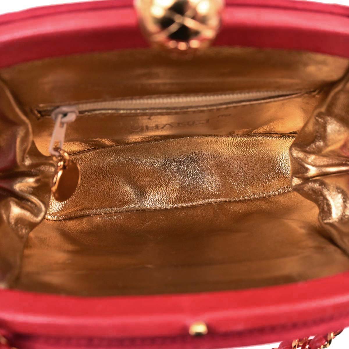 Chanel Red Satin Handbag