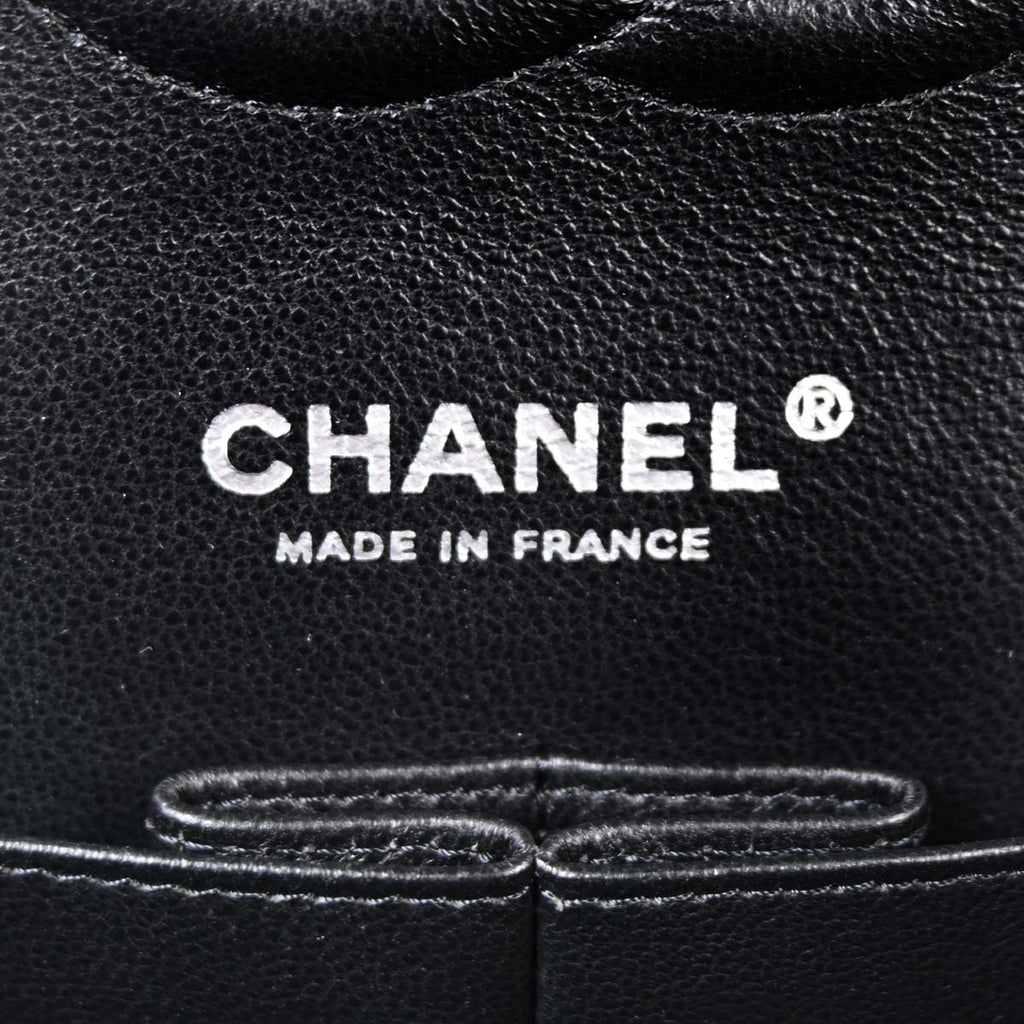 Chanel 2010-2011 Black Caviar Skin Medium Classic Double Flap Shoulder Bag