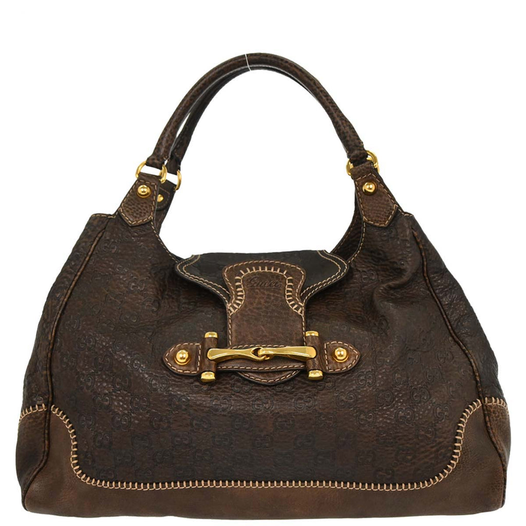 Gucci Dark Brown Guccissima Pelham Horsebit Handbag