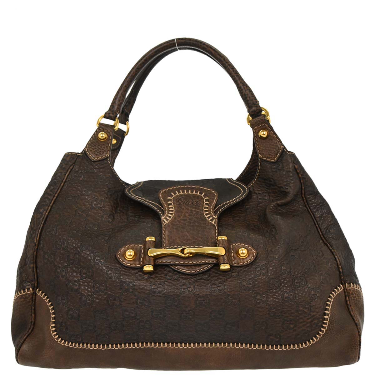 Gucci Dark Brown Guccissima Pelham Horsebit Handbag