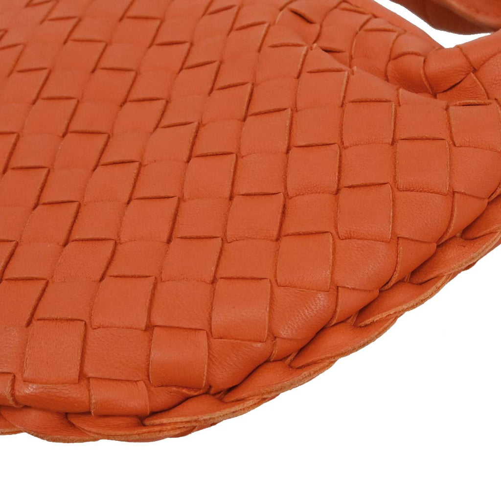 Bottega Veneta Orange Lambskin Intrecciato Hobo Handbag