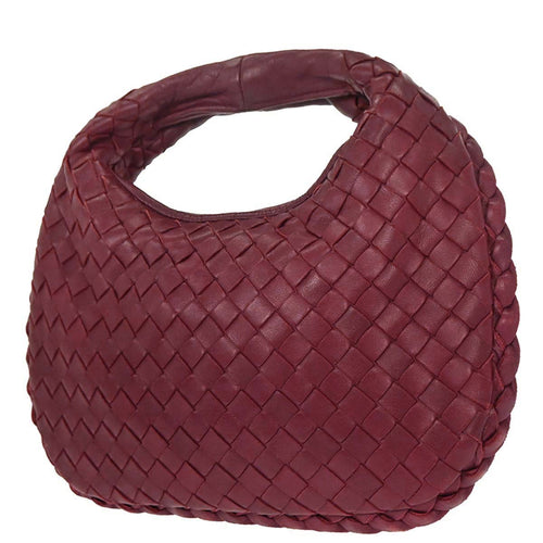 Bottega Veneta Bordeaux Lambskin Intrecciato Hobo Handbag