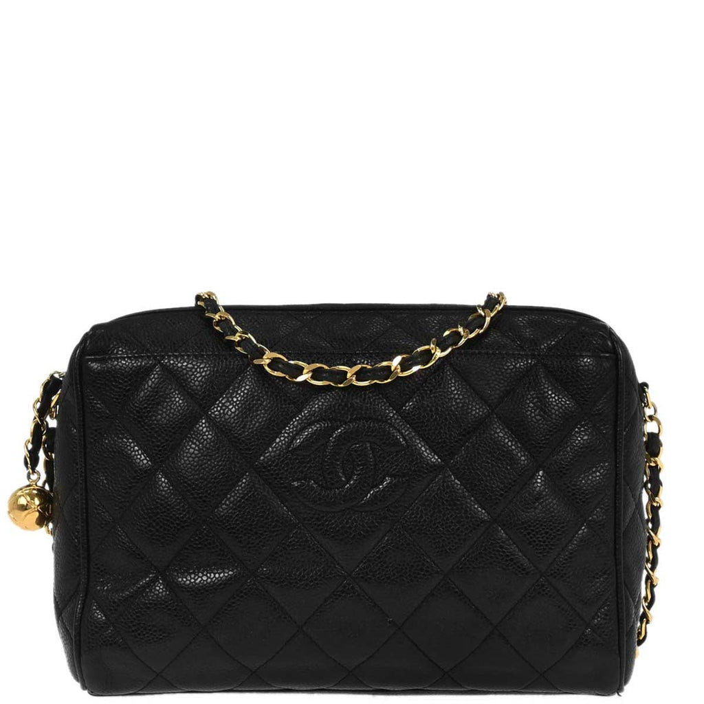 Chanel Black Caviar Skin Camera Bag Small